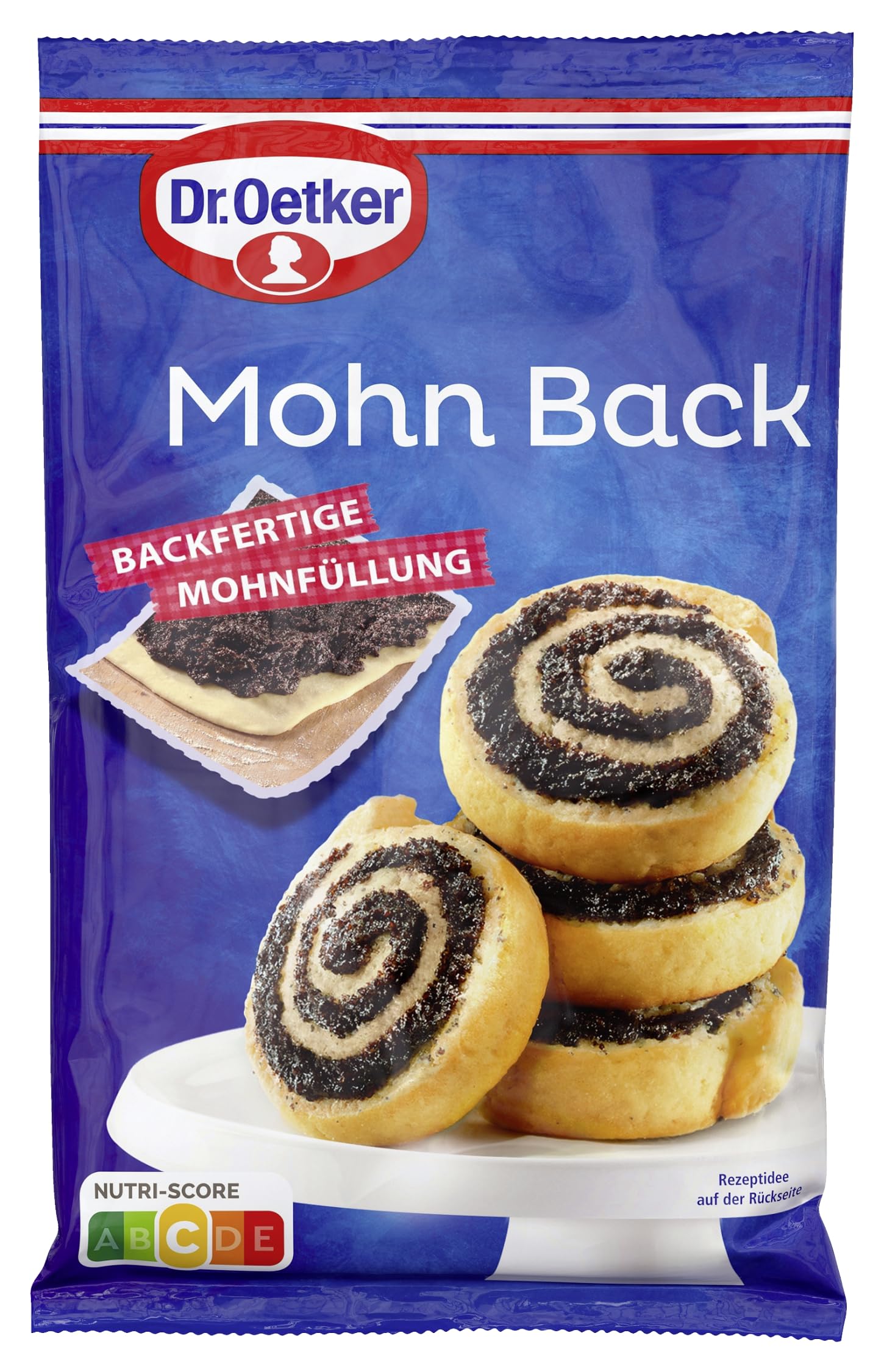 Dr. Oetker Mohn Back, 8er Pack backfertige Mohn-Zubereitung aus Blaumohn zum Backen und Dekorieren, 8 x 250 g Mohnfüllung für Kuchen und Desserts