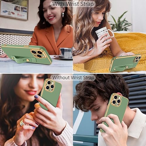 Miniatura 7 de GUAGUA Funda para iPhone 15 Pro de 6.1 pulgadas con correa para la muñeca, delgada, suave, galvanizada, TPU iPhone 15 Pro, funda protectora a prueba