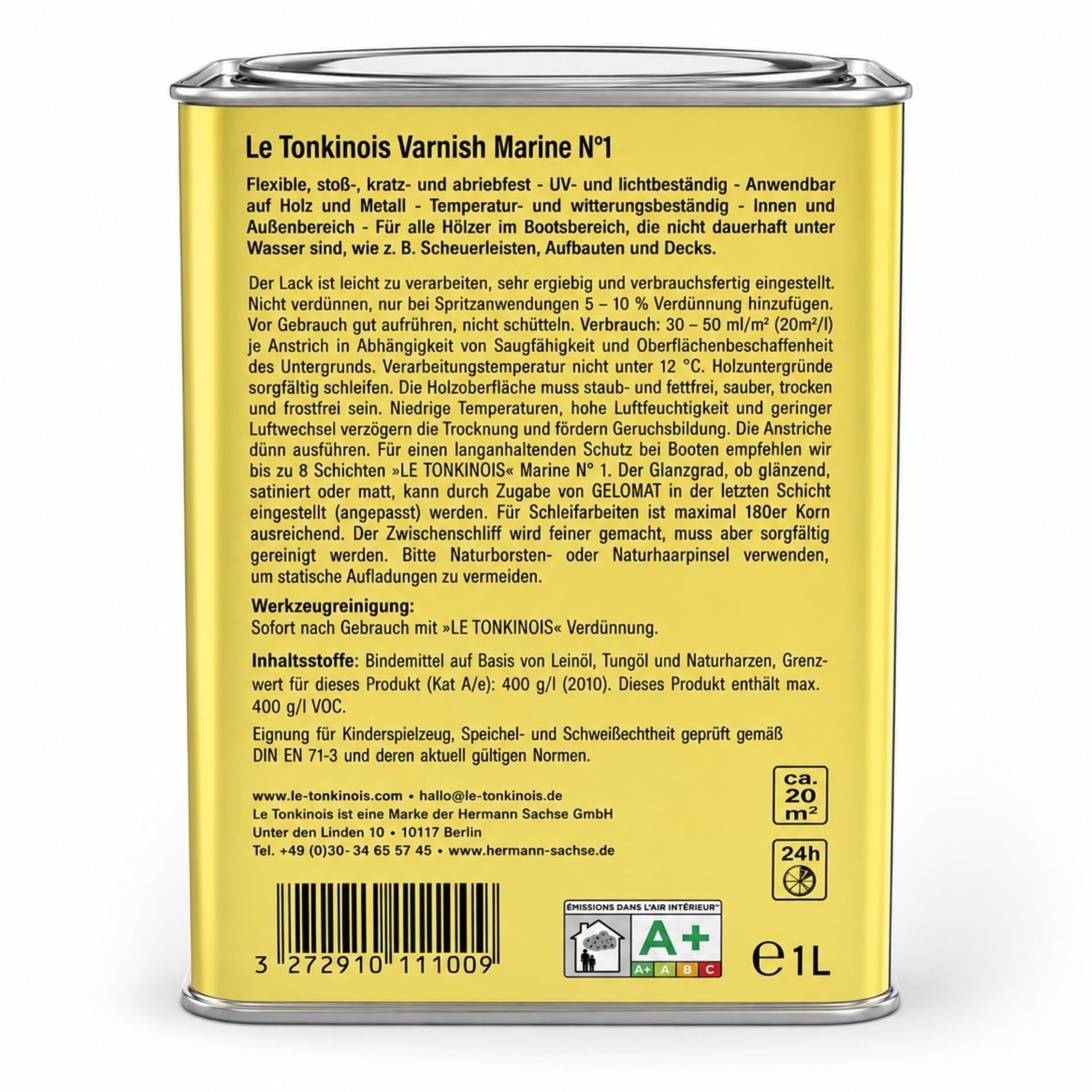 Le Tonkinois Vernis Marine No.1, lakier do łodzi, bezbarwny, 1 litr