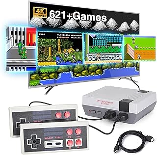 1080P Plug and Play Video Console, 8-Bit Retro Game Console Built-in 600 Games Play, 2 Controllers, 4K HD HDMI Output, Classic Mini Game System Emulator for Kids, Adults as Gif (621-HDMI-D)
