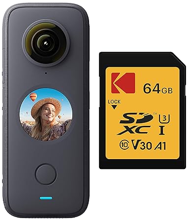Insta360 X2 Action Camera with Kodak High Speed Class 10 SDXC 64 GB Memory Card