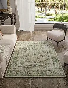 Washable Boho Area Rugs for Bedroom: 3'x5' Entry Rug Stain Resistant Tribal Distressed Accent Rug Non Slip Low Pile Soft Small Carpets for Entryway Living Room Bedside Kitchen Office Foyer Entrance