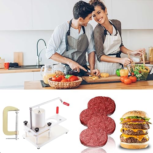 Miniatura 2 de Máquina de hamburguesa comercial Prensa ablandadores de carne Manual Hamburguesa Máquina de hamburguesa manual con 500 papeles BBQ Grill Burger