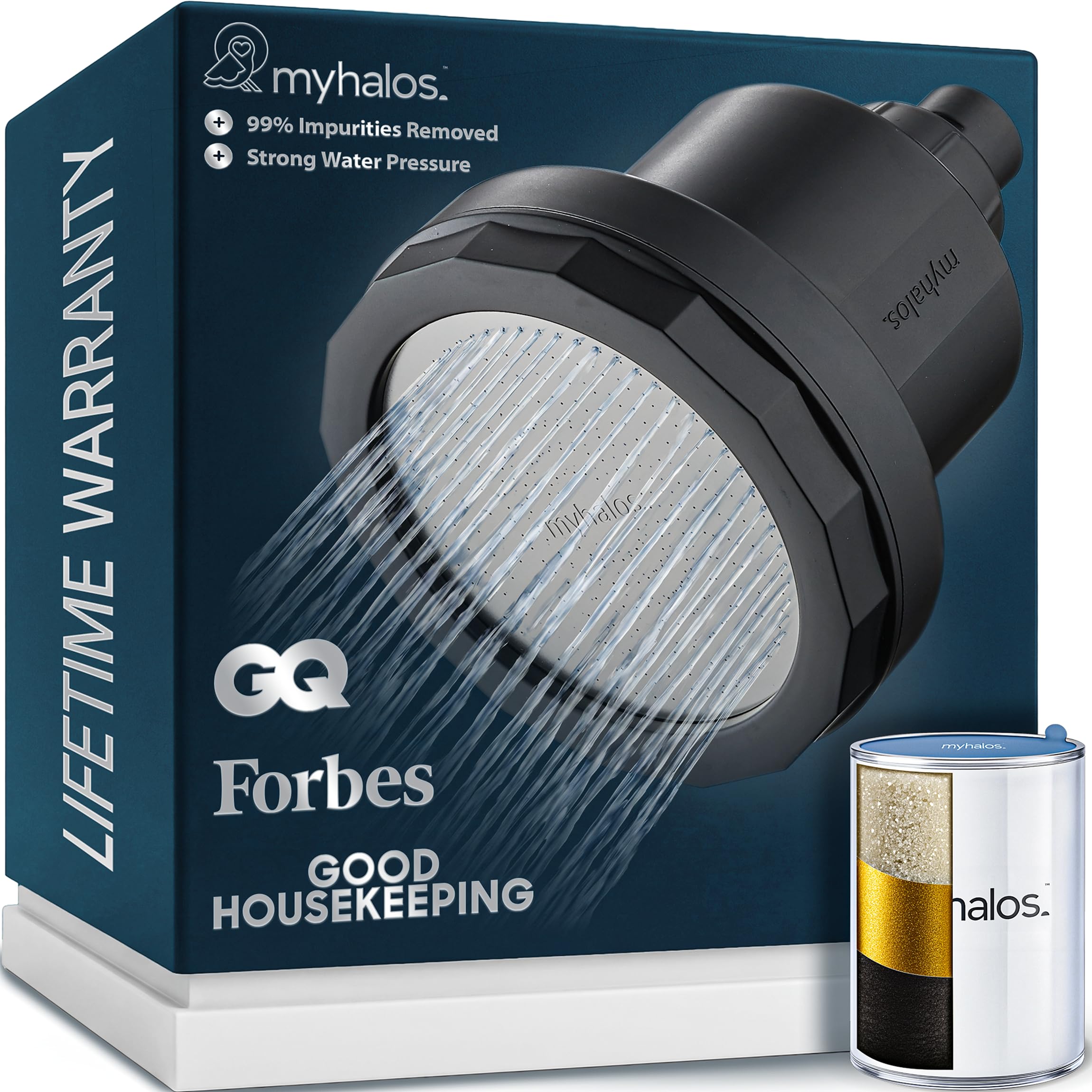 Myhalos Black Myhalos® Filtered Shower Head, Shower Filter For Hard Water, High Pressure