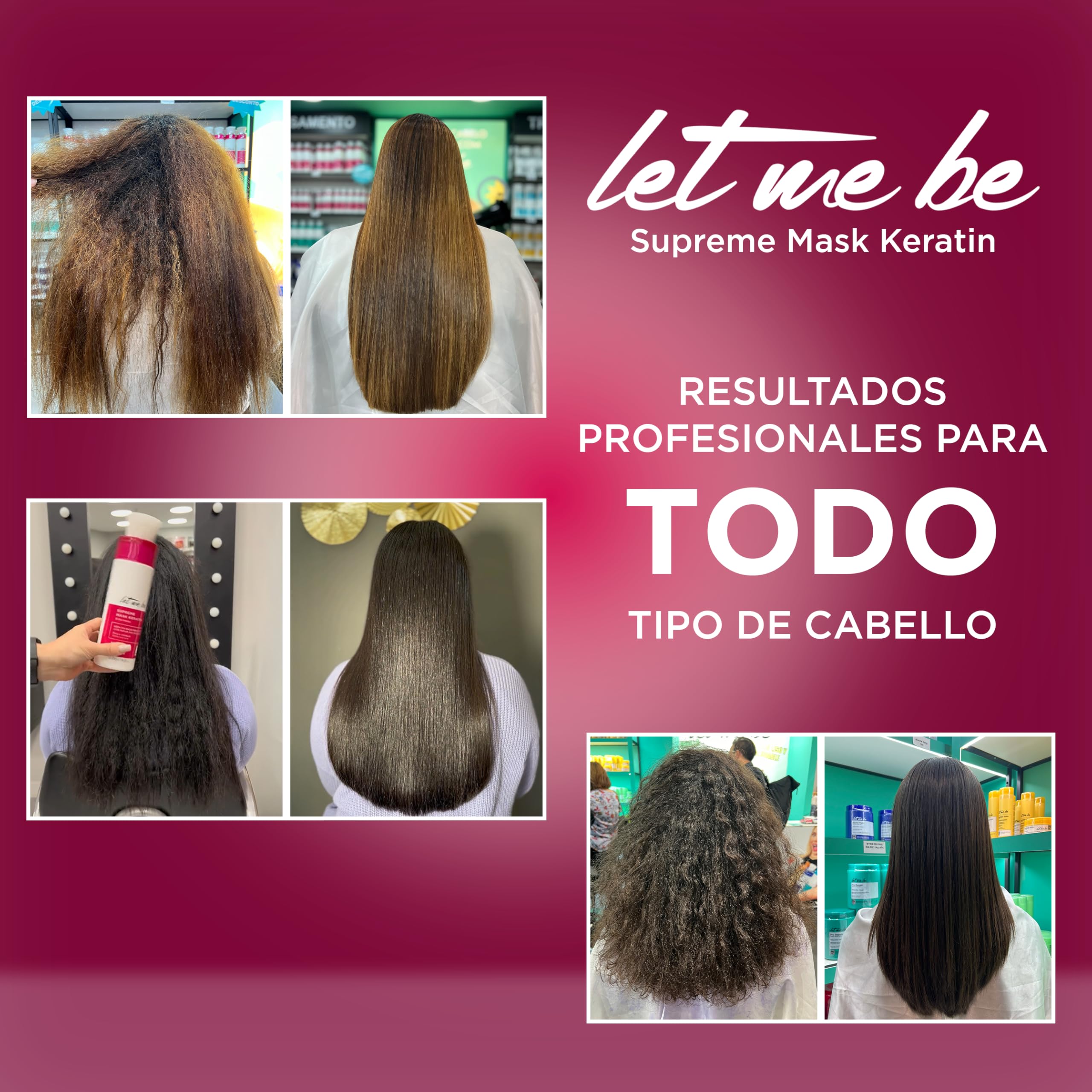 Let Me Be - Kit lisciante alla cheratina Supremeliss Mask, 2 in 1, Shampoo e Maschera anti-residui, Pulizia profonda e lisciatura 100% brasiliana, Lunga durata (2x1L)