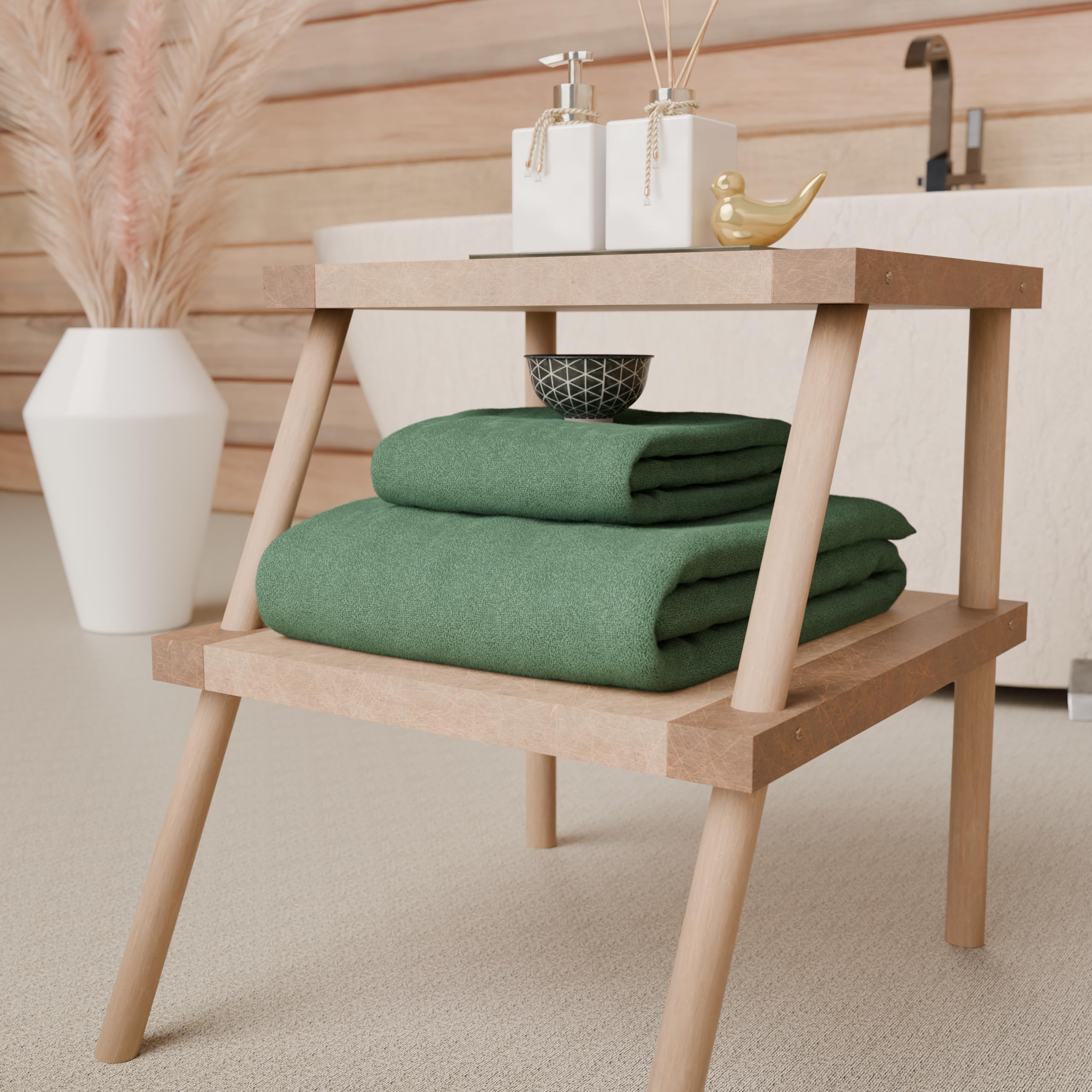 PETTI Artigiani Italiani - 100% Cotton Terry Bath Towels, 1+1 Towel Set, 2 Pieces 1 Face Towel and 1 Hand Towel, Sage Green Towels - Image 2