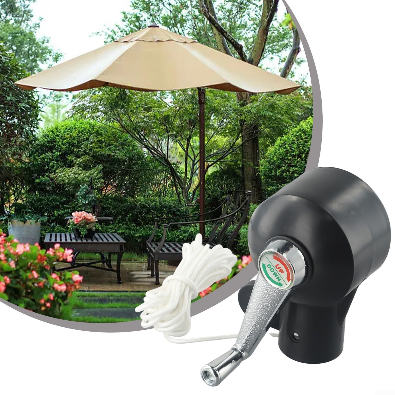 Treuil manuel - Treuil manuel à manivelle - Accessoires pour parasol de terrasse - Remplacement du support de manivelle par câble - Treuils manuels