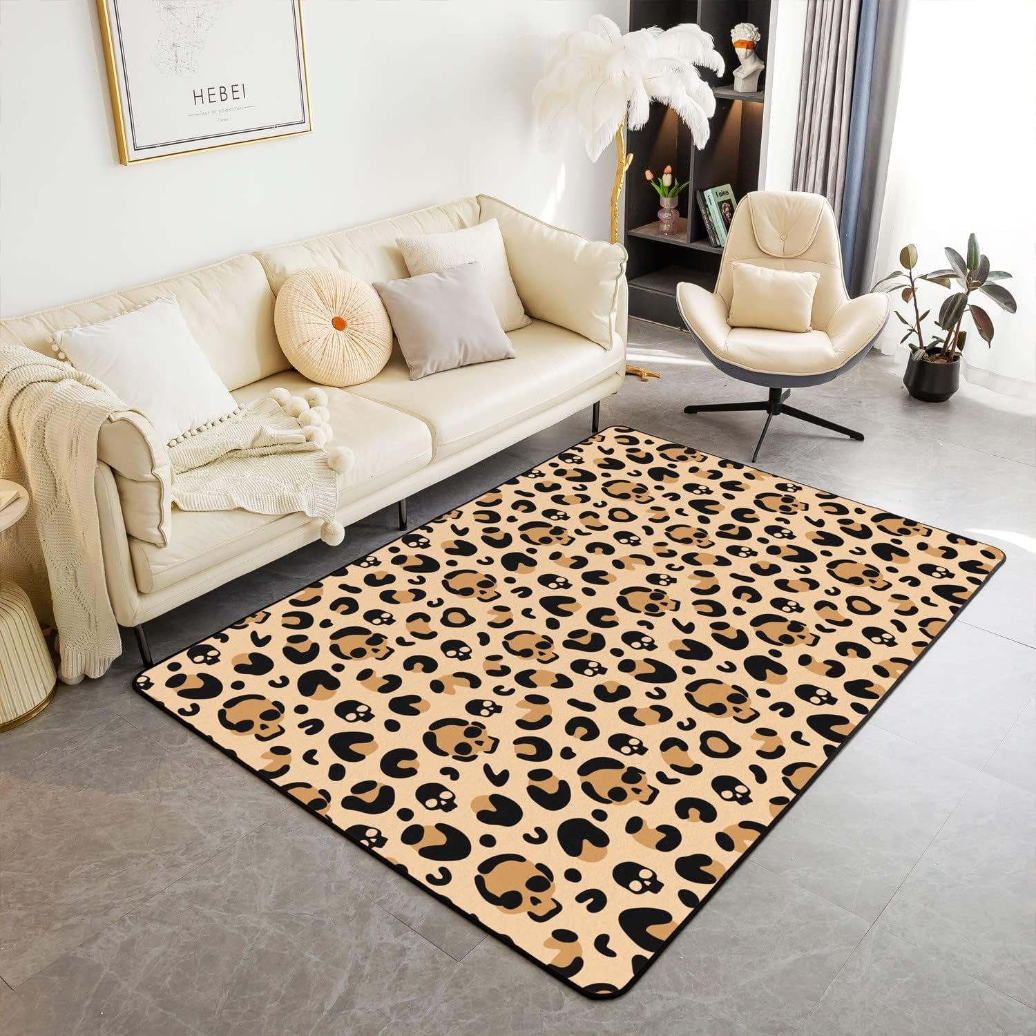 Tapis de salon grand carré moderne 120x160cm motif abstrait