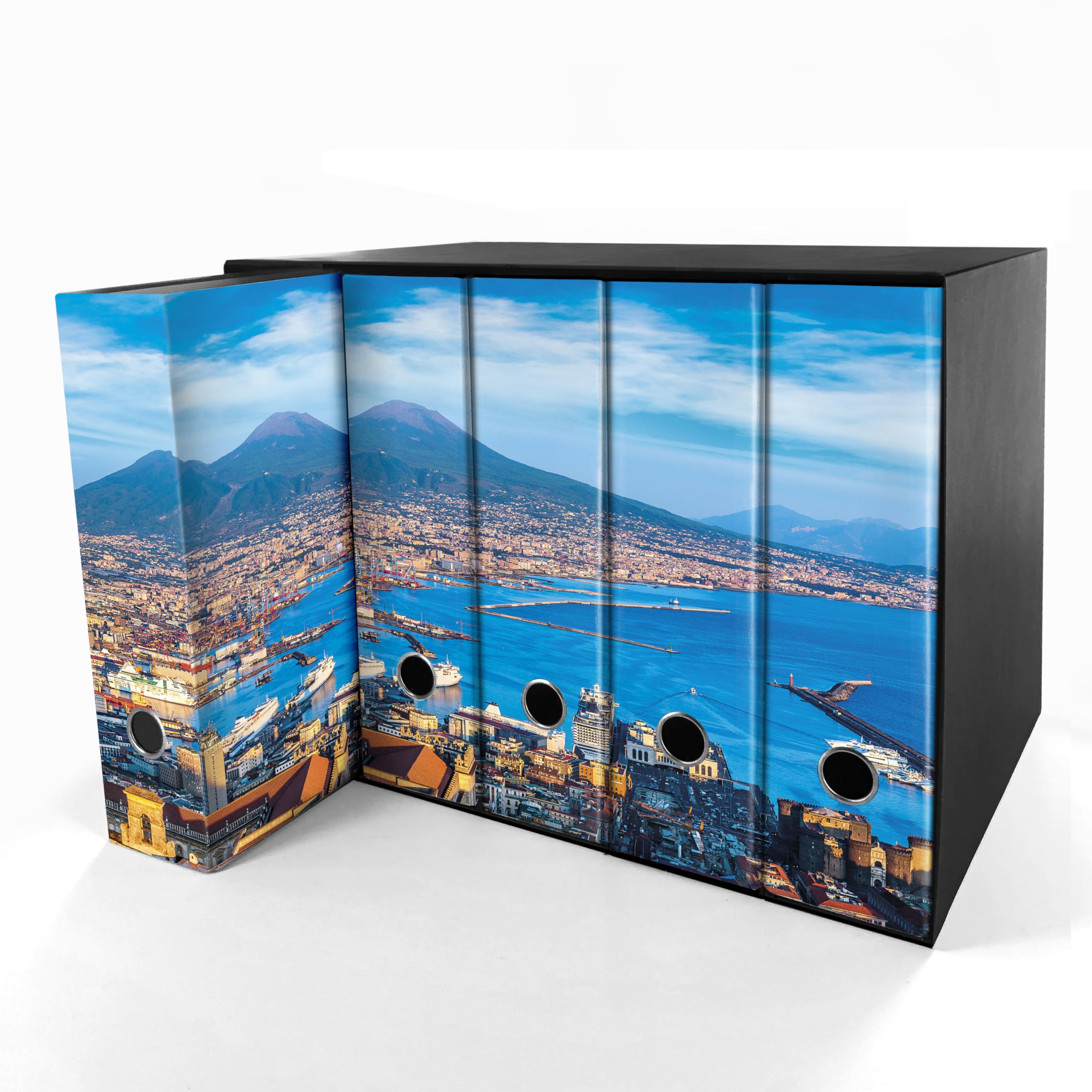 Set da 5 raccoglitori ad anelli GOLFO DI NAPOLI - Faldoni SHAREPRINTING (H31 con 4 anelli)