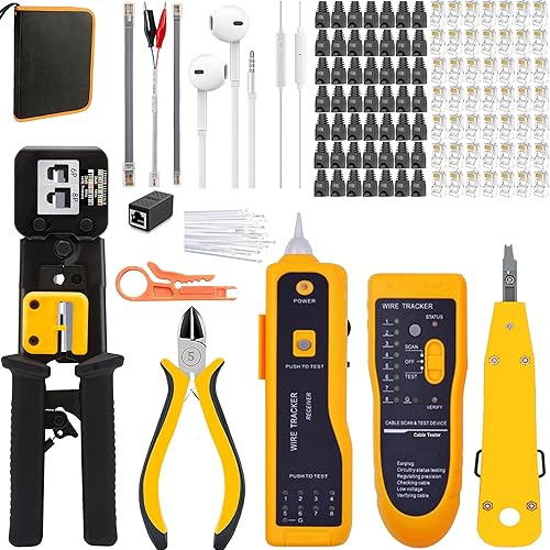 TAIWAIN - Herramienta de reparación de crimpado de cable de red para conector de paso final RJ45, alicates profesionales de trinquete para crimpado