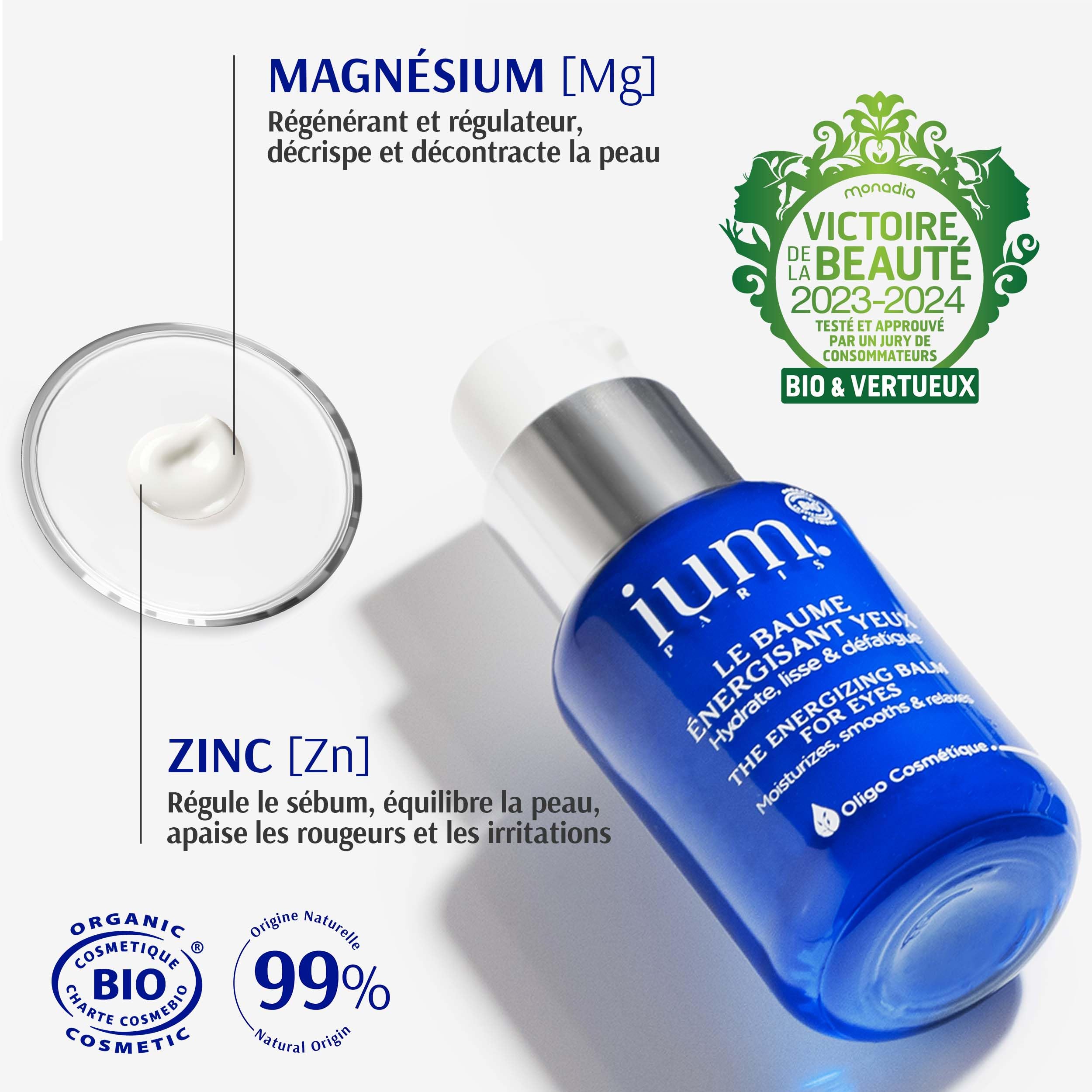 Crème Contour des Yeux Bio | Anti-Cernes & Anti-Poches | Magnésium & Zinc | Soin Regard Anti-Âge | 30ml | IUM Paris