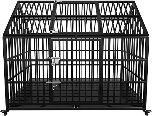 Miniatura 9 de Jaula de perro resistente de 54 pulgadas, jaula grande para perros, perreras de metal fuerte con almohadilla para perros grandes, apertura superior