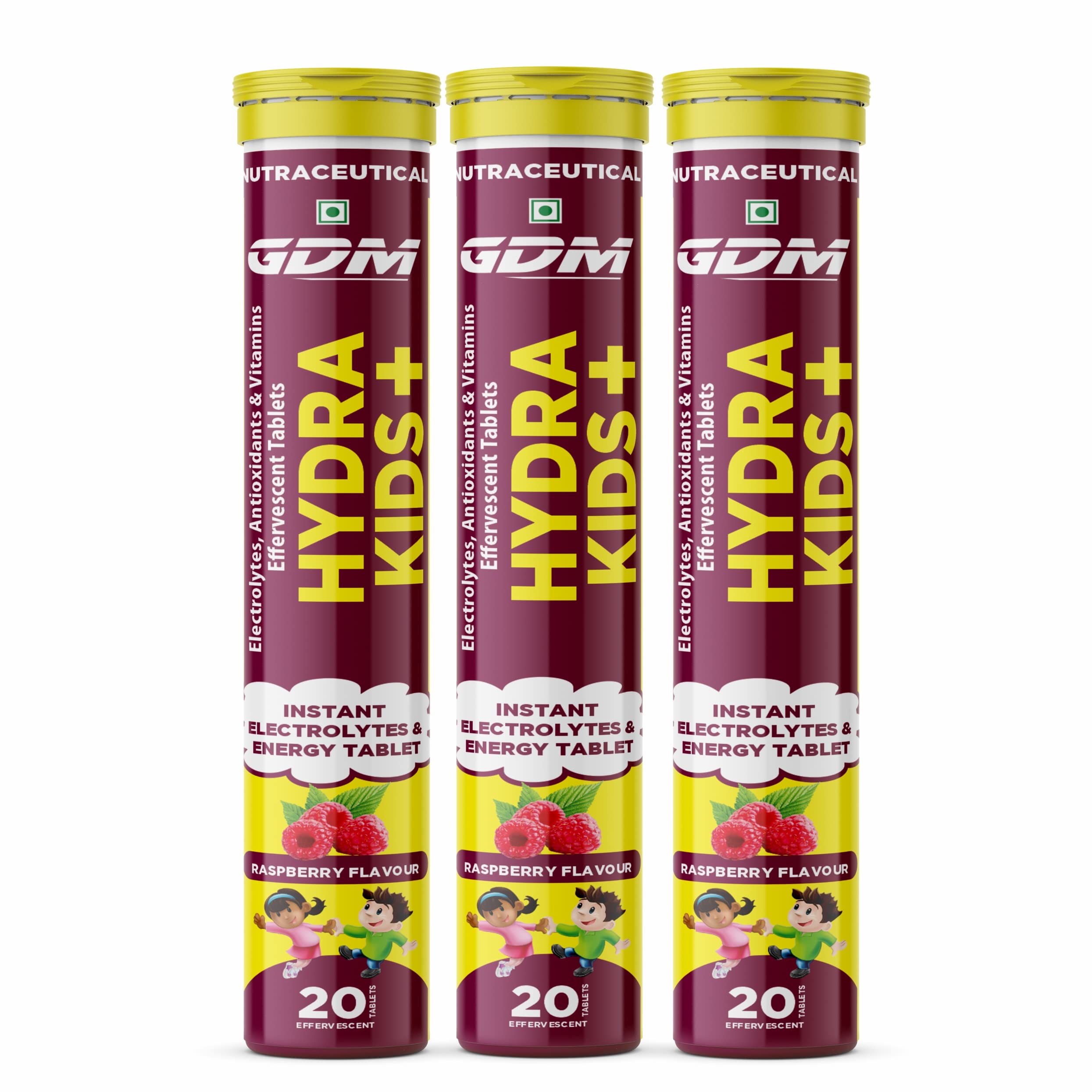 HYDRA KIDS + (ELECTROLYTES, ANTIOXIDANTS & VITAMINS) EFFERSVESCENT TABLETS (RASPBERRY, PACK OF 60 TABLETS)-picture-30