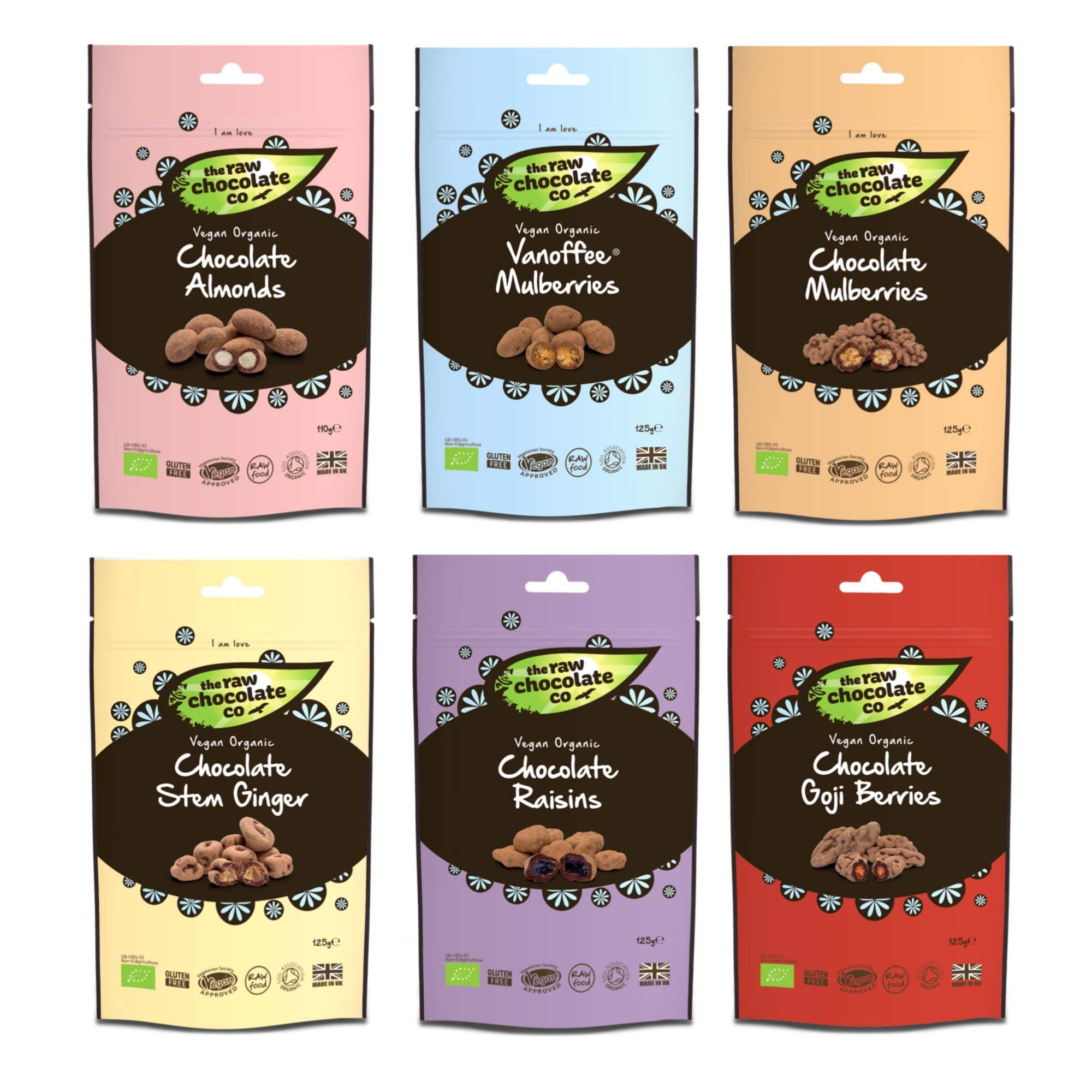 Organic Vegan Chocolate Gifts Hamper - 6 x 110-125g Dairy Free Chocolate Treats, Gluten Free Chocolate Gift, The Raw Chocolate Company, Vegan Gifts, Vegan Snacks Box, Vegetarian Sweet, Vegan Treats