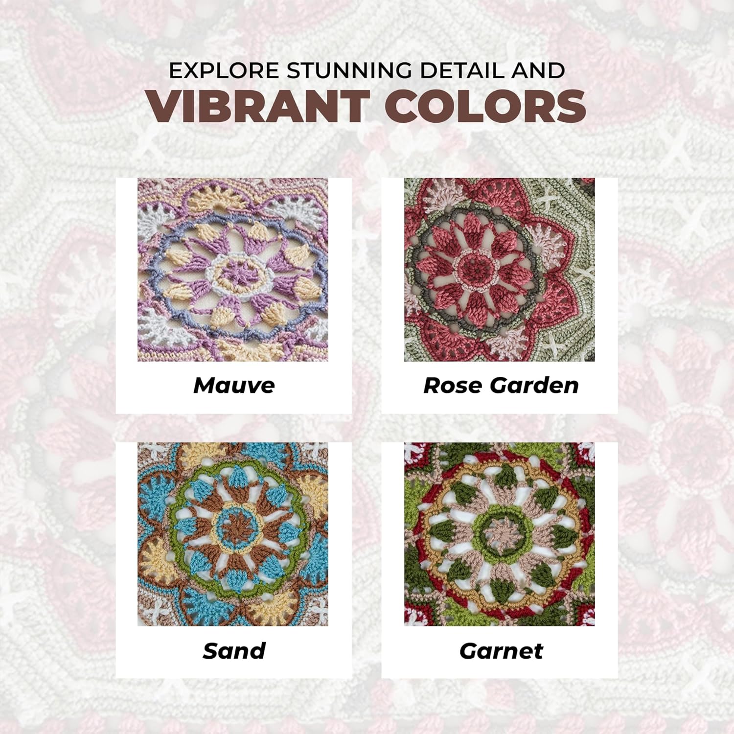 Mary Maxim Crochet Afghan Kits with Mellowspun DK Yarn, Intermediate Crocheting Kit for Adults, Pattern, Instructions, and Yarn Included, Elegant Afghan Blanket, Persian Tiles, Rose Garden