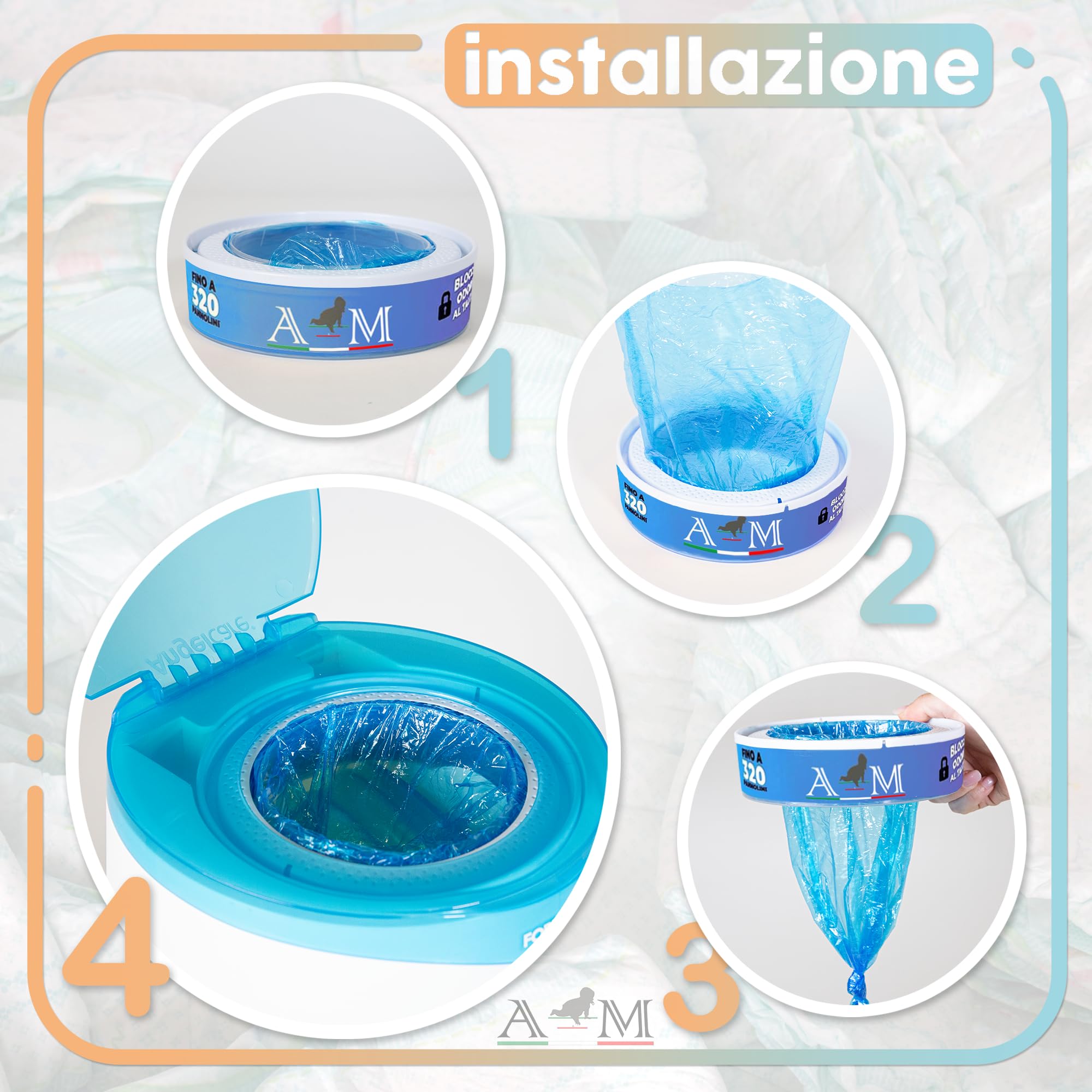 A&M Italia Ricarica MangiaPannolini Compatibili con Angelcare Maialino Foppapedretti, Dress Up & Litter Locker II
