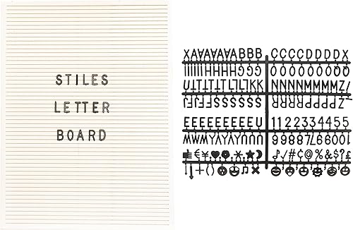 Miniatura 9 de Stiles Juego de letreros de madera de 12 x 16 pulgadas, con 340 letras, números y símbolos de plástico, tablero de mensajes de madera intercambiable