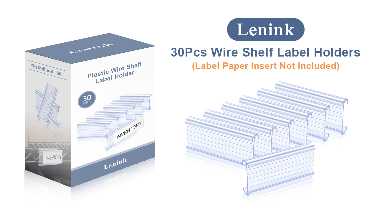 30-Pack Wire Shelf Label Holders - Fits Metro 1-1/4 Inch Shelves, Clear Plastic Clips