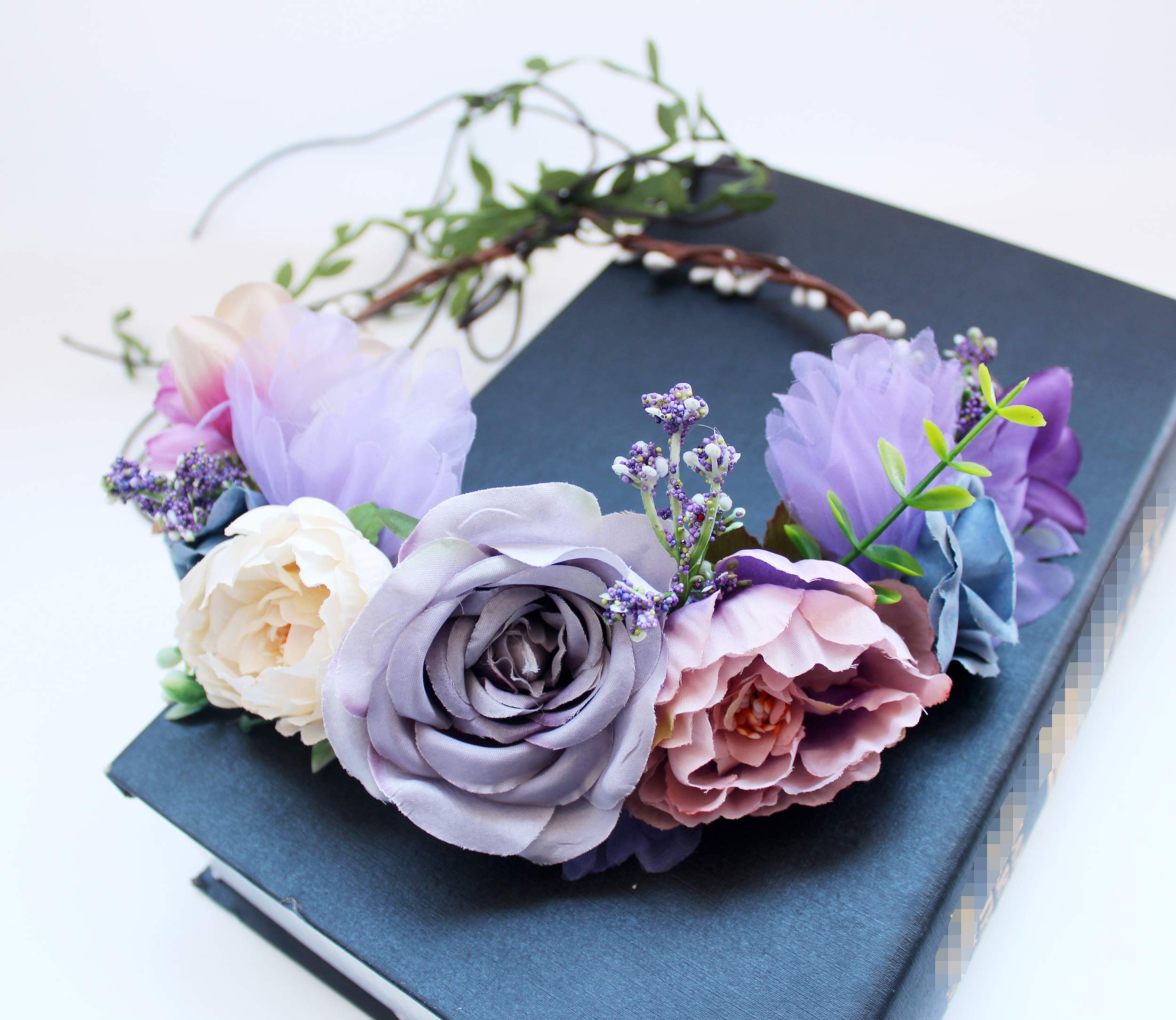 Boho Blume Stirnband Blumen Krone Haar Kranz Blume Halo mit Schleife Hochzeit Party Fotos