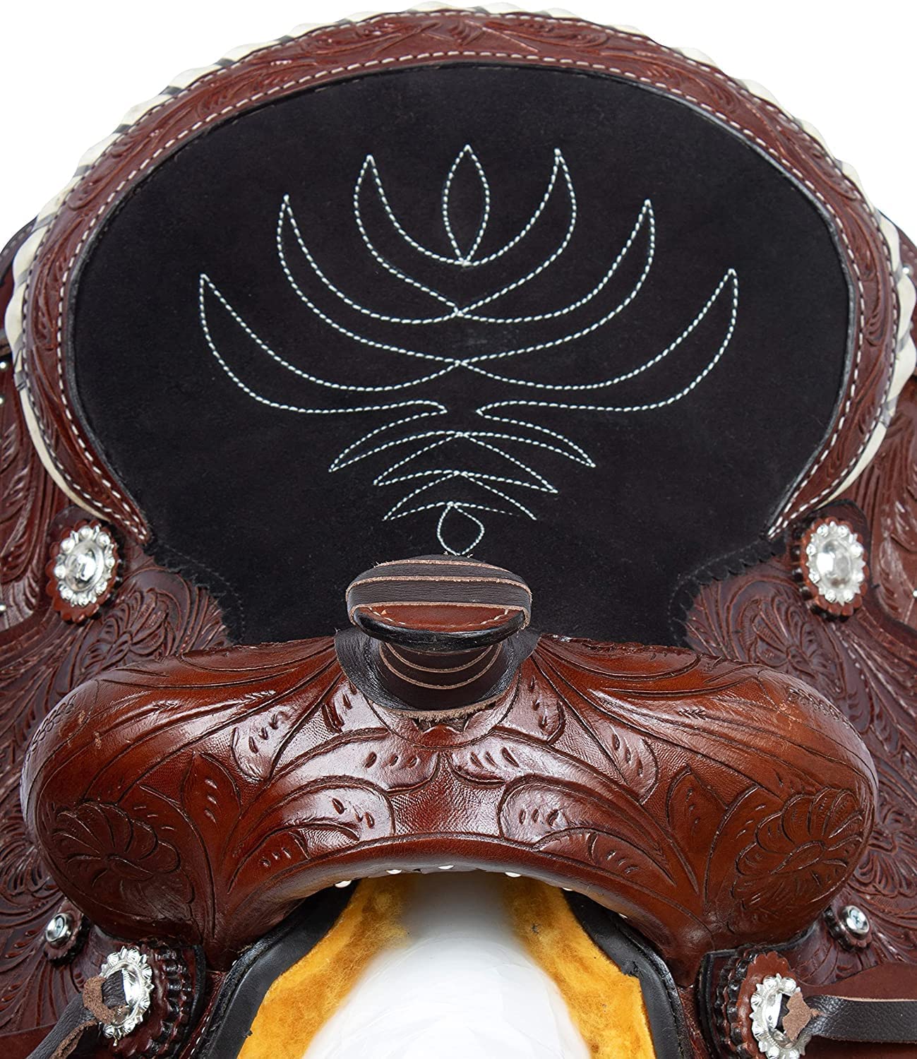 Barrel Racer Show Trail Riding Tooled Leder Westernsattel Tack Pferd und Pony Größe 25,4 bis 45,7 cm Sitz