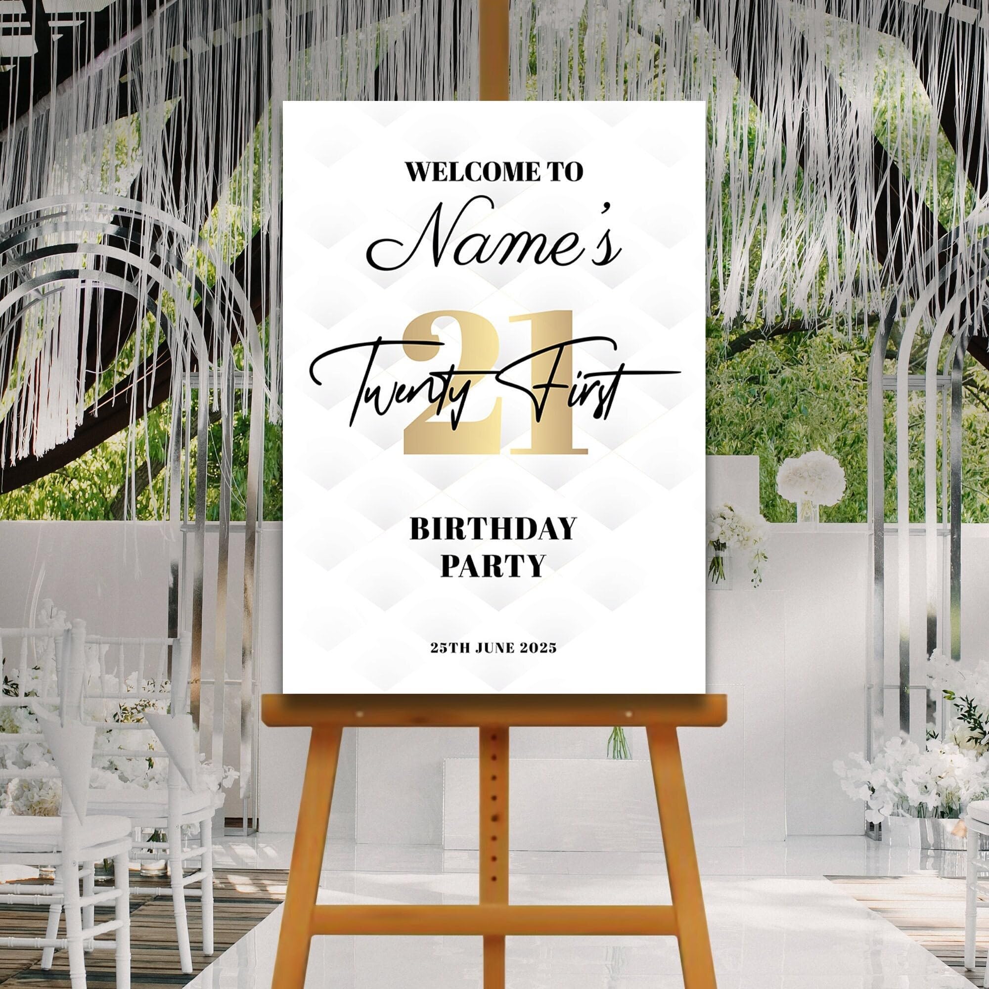 21st Birthday Party Welcome Sign, A1, A2, A3 or A4, 21st Party Signs, Modern Calligraphy, Birthday Decorations, Adults Birthday Party Sign