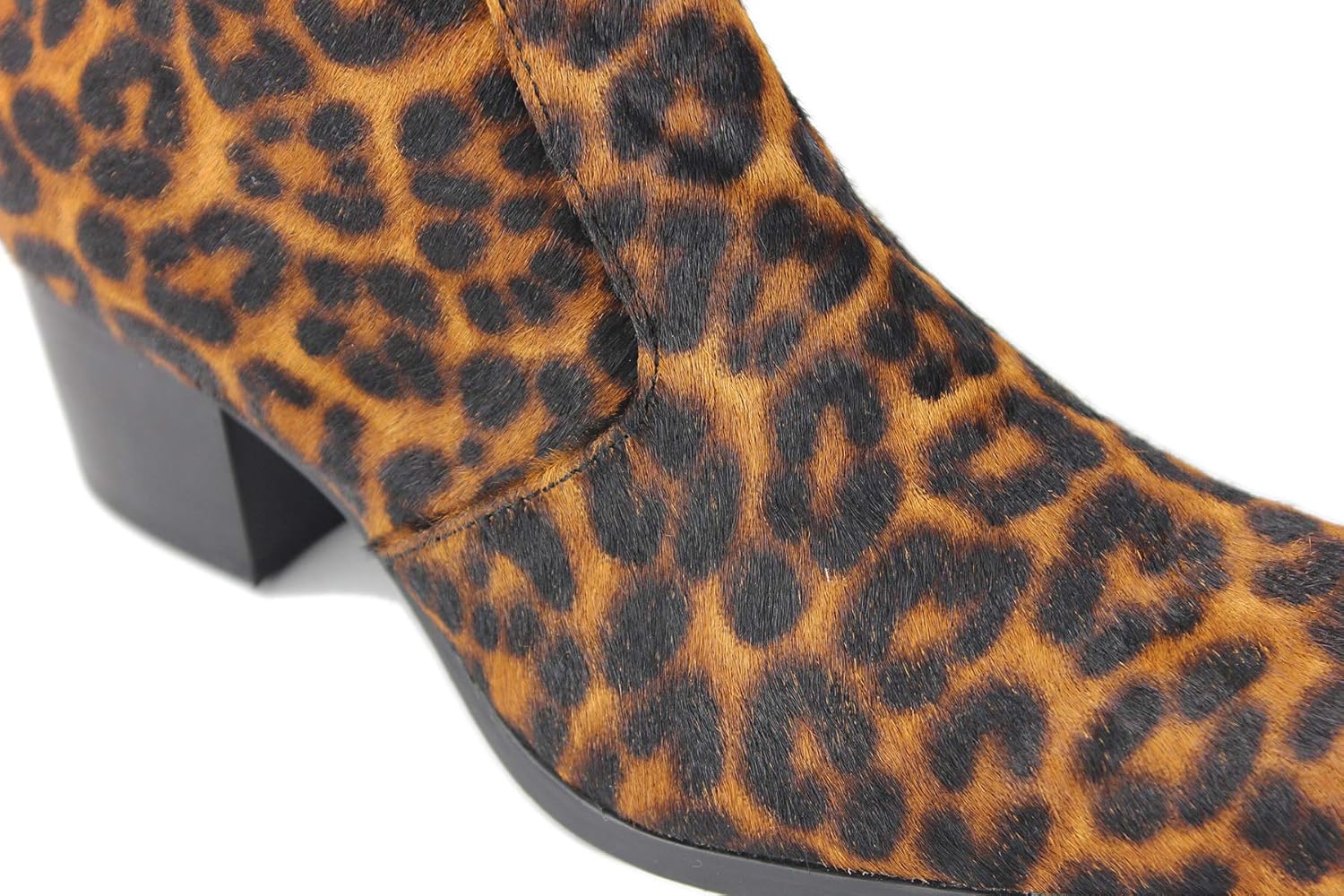 OSSTONE Men Chelsea Ankle Boots Leather Pony Hair Leopard Boot with Side Zipper Heel Boots JY012 - Image 7