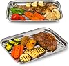BBQ Grill Pans - Set of 2 - Stainless Steel Grill Griddle wHoles for Gas or Electric Stove Tops - Outdoor Flat Top Grilling Pan for Vegetables and Meats