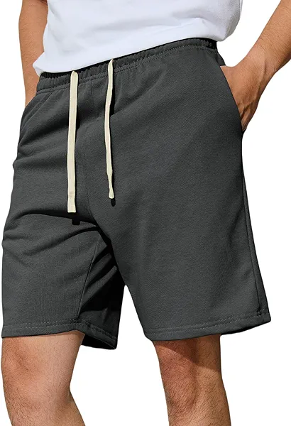 Men's Casual Shorts 7" Cotton Athletic Running Shorts Elastic Waist Drawstring Workout Sweat Shorts