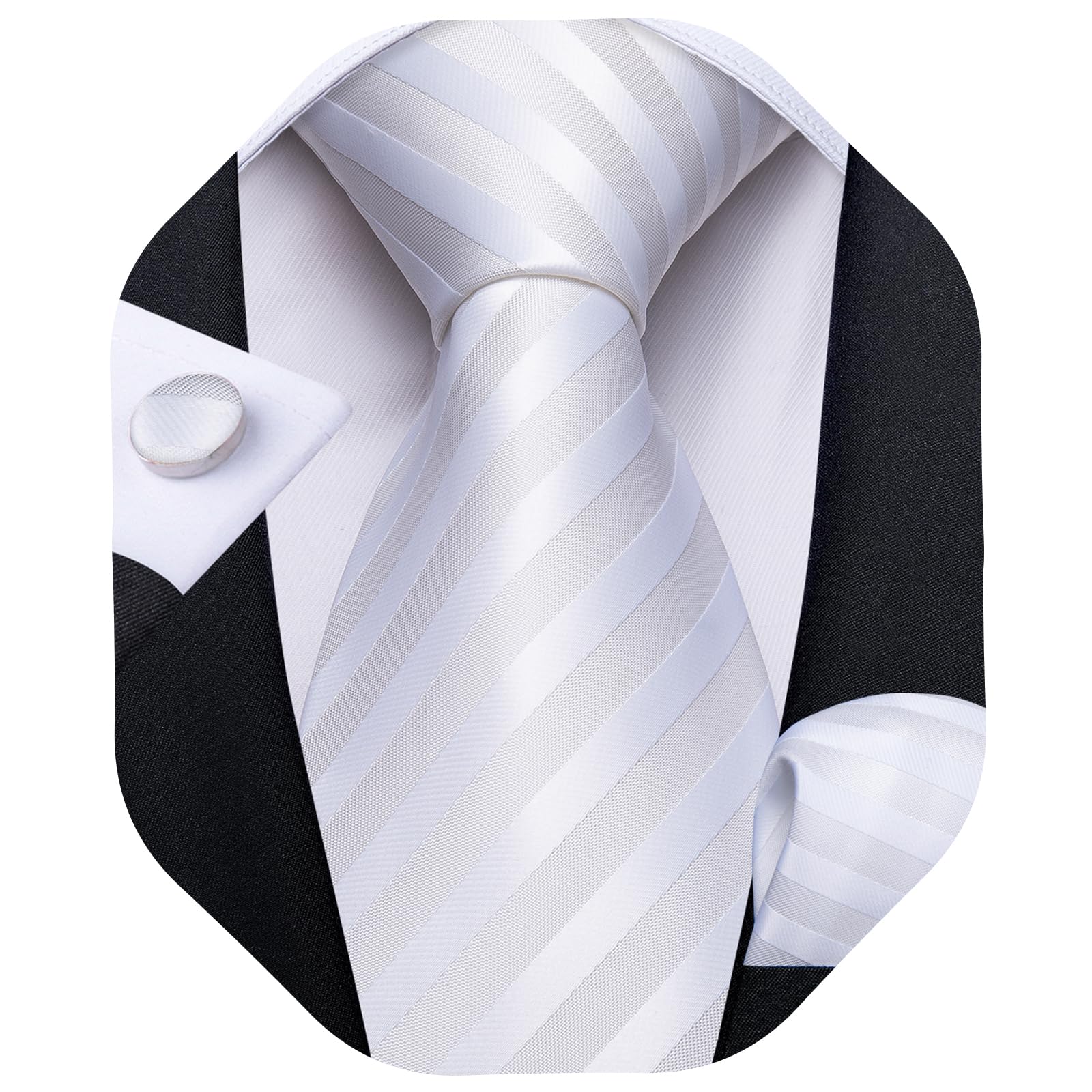 DiBanGu Striped Ties for Men Silk Woven Plaid Necktie | Classic Stripe Pattern,Soft Silk,Wear-resistant,Pocket Square and Cufflinks,Great Gift for Birthday,Business,Meeting