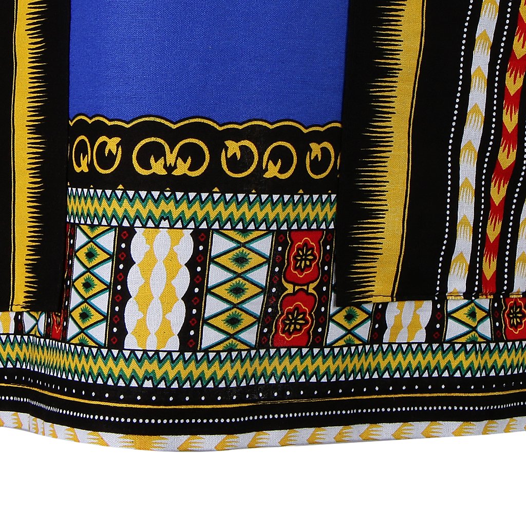 Unisex African Prints Dress Cotton Dashiki Shirt Ethnic Caftan Royal Blue-image-20