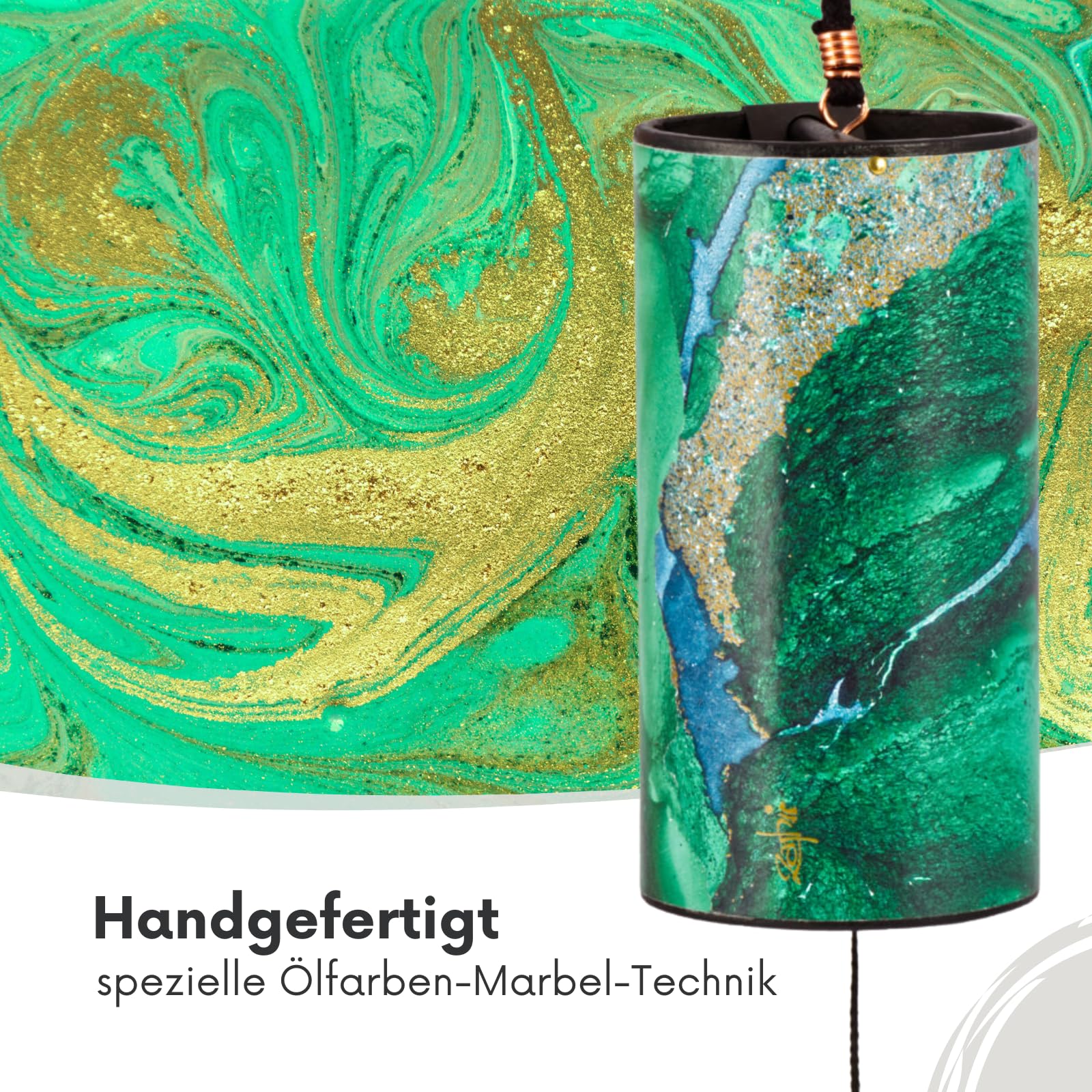 Zaphir Klangspiel Crystalide Frühling mit Geschenkverpackung | Windspiel Geschenk - Chimes für Yoga, Kinder und Meditation in Grün