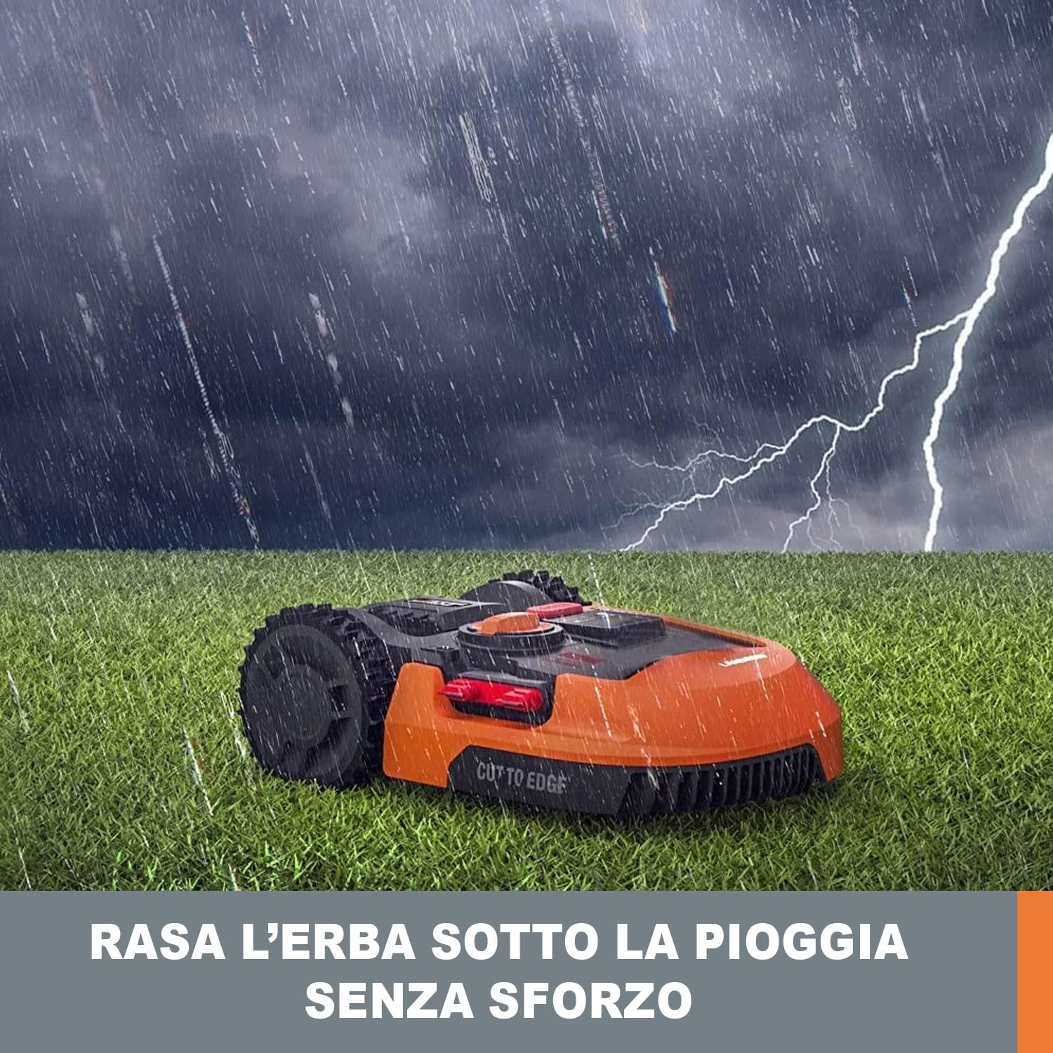 WORX WR169E Robot cortacésped con Cable delimitador de hasta 300 m², Navegación AIA, Control de Aplicaciones, Wi-Fi, Naranja-Negro