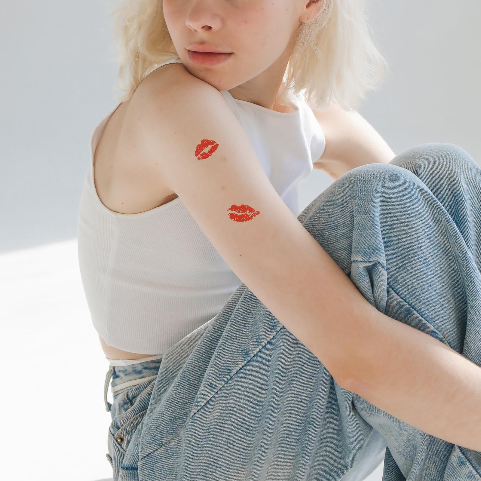 FRCOLOR 6 Tatuaggi Temporanei a Forma di Labbra Rosse per San, Adesivi Temporanei Impermeabili per La Festa di San