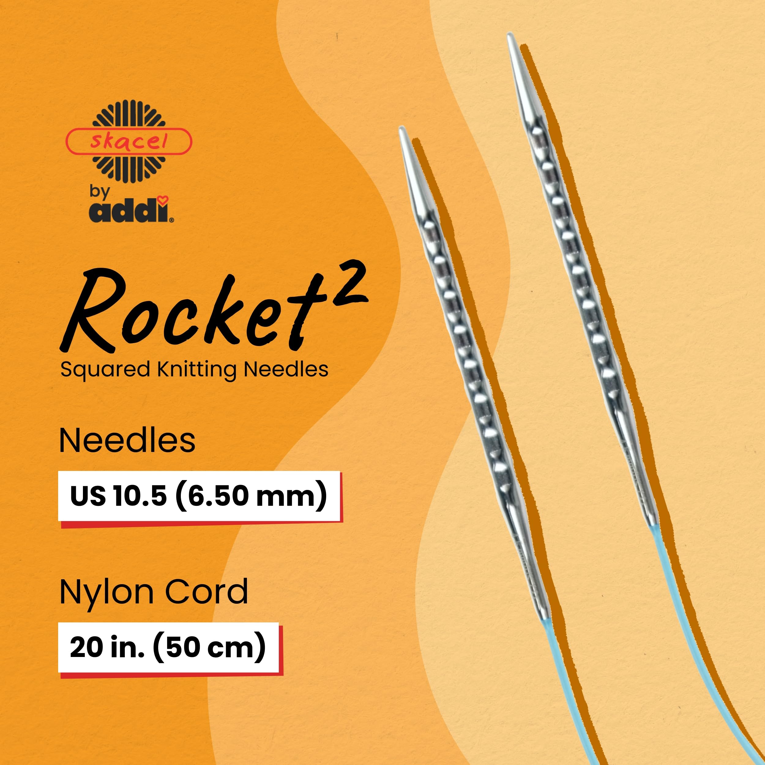 addi Rocket2 - Agujas de tejer circulares (cuadradas), 50,8 cm, US 10.5 (6.5 mm)