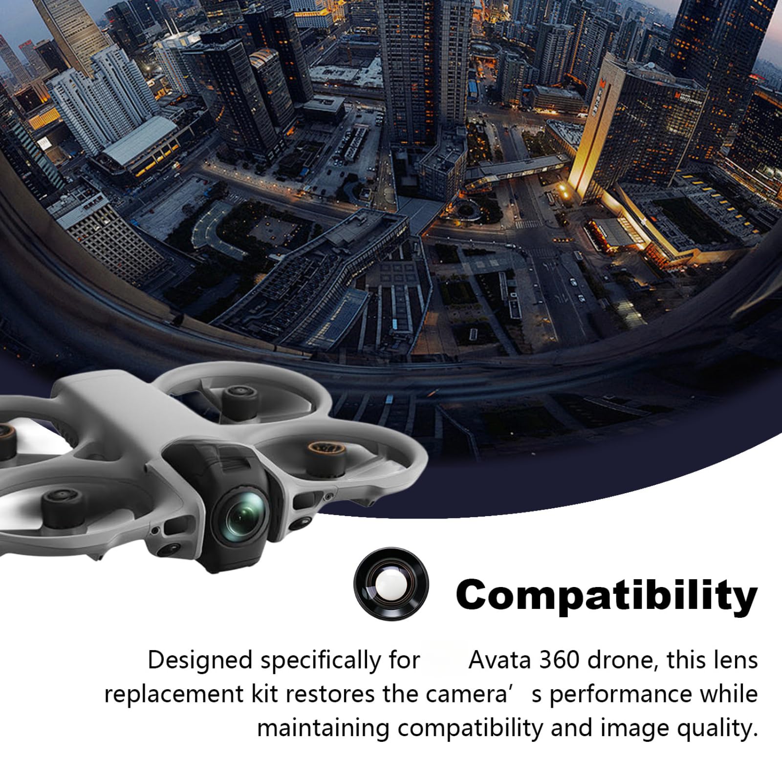 Wymienny obiektyw kompatybilny z dronem DJI Avata 360, obiektyw ze szkła optycznego HD z narzędziem do demontażu i akcesoriami do czyszczenia, do fotografii lotniczej i naprawy (2 sztuki)