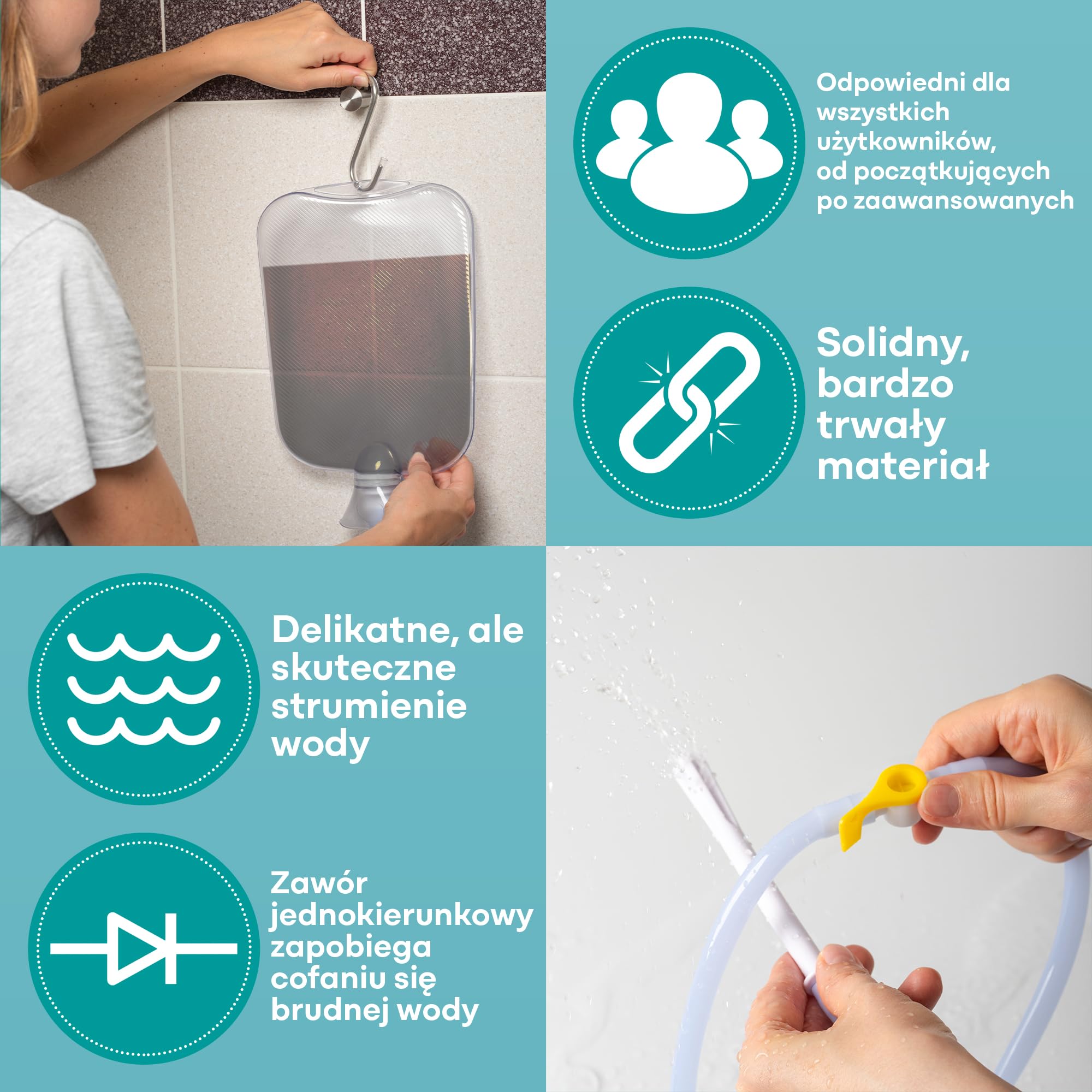 Zestaw do Lewatywy, Oczyszczanie Jelita Grubego – Przejrzysty, Nietoksyczny Poj. 2L, Lewatywa Domowa – Lewatywa z Kawy i Wody – Irygator do Lewatywy Jelita Grubego – Torba od Medi Grade