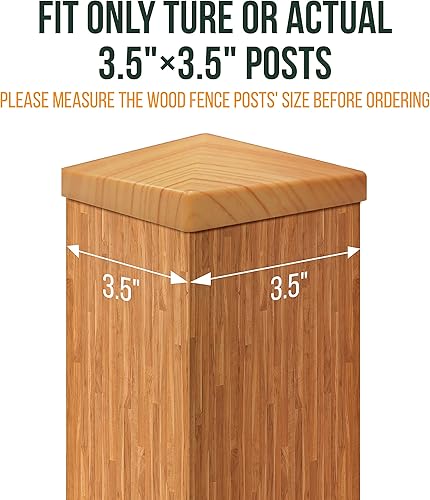 Miniatura 3 de GKOLED Paquete de 6 tapas de vinilo de PVC de grano de madera piramidal de 3.5 x 3.5 pulgadas, para postes de madera con tamaño real de 3.5 x 3.5