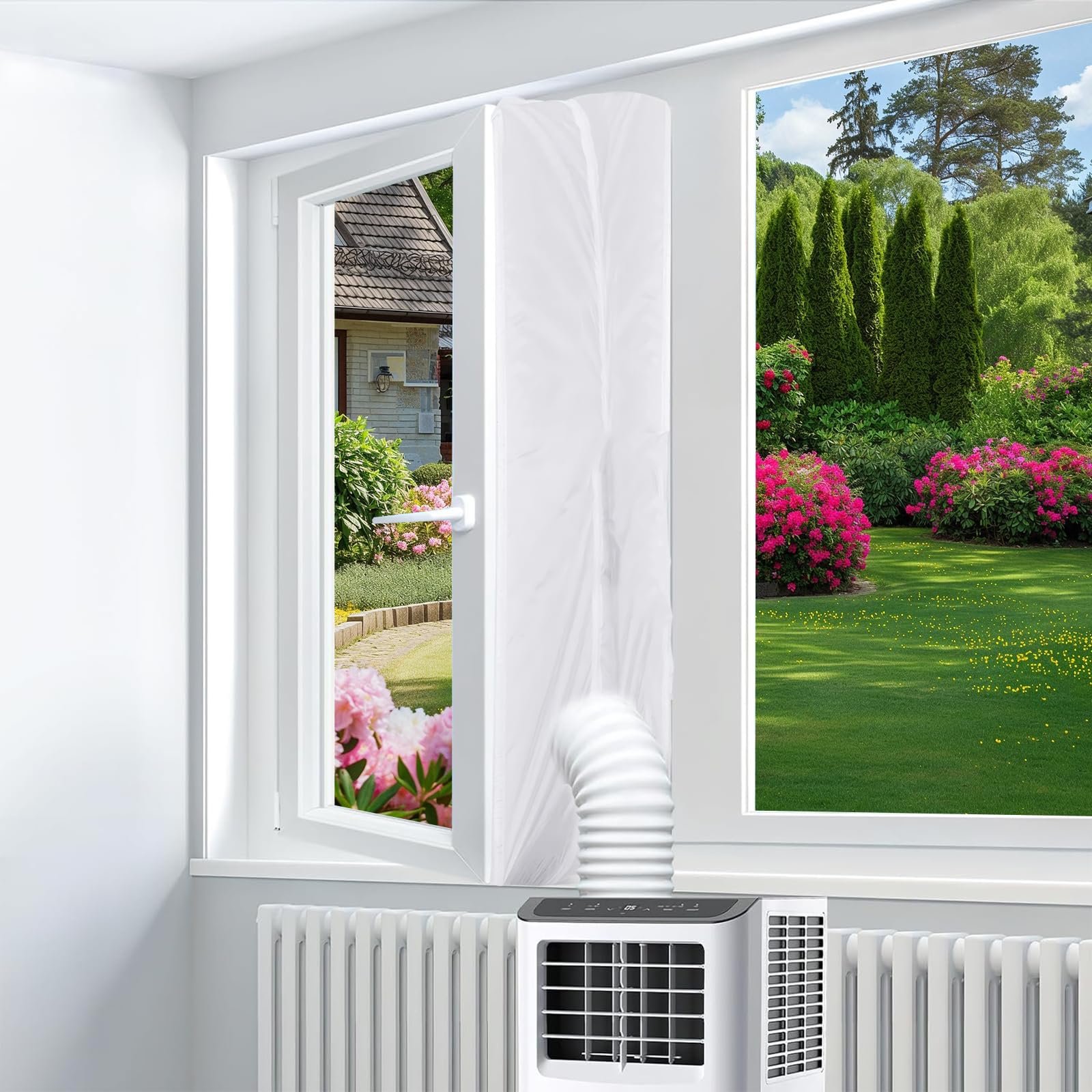Madginine White Air Conditioning Window Seal Kit,400Cm Portable Universal Ac Window Seal Kit With Double Zip And Adhesive Tap For Air Conditioner Tumble Dryer