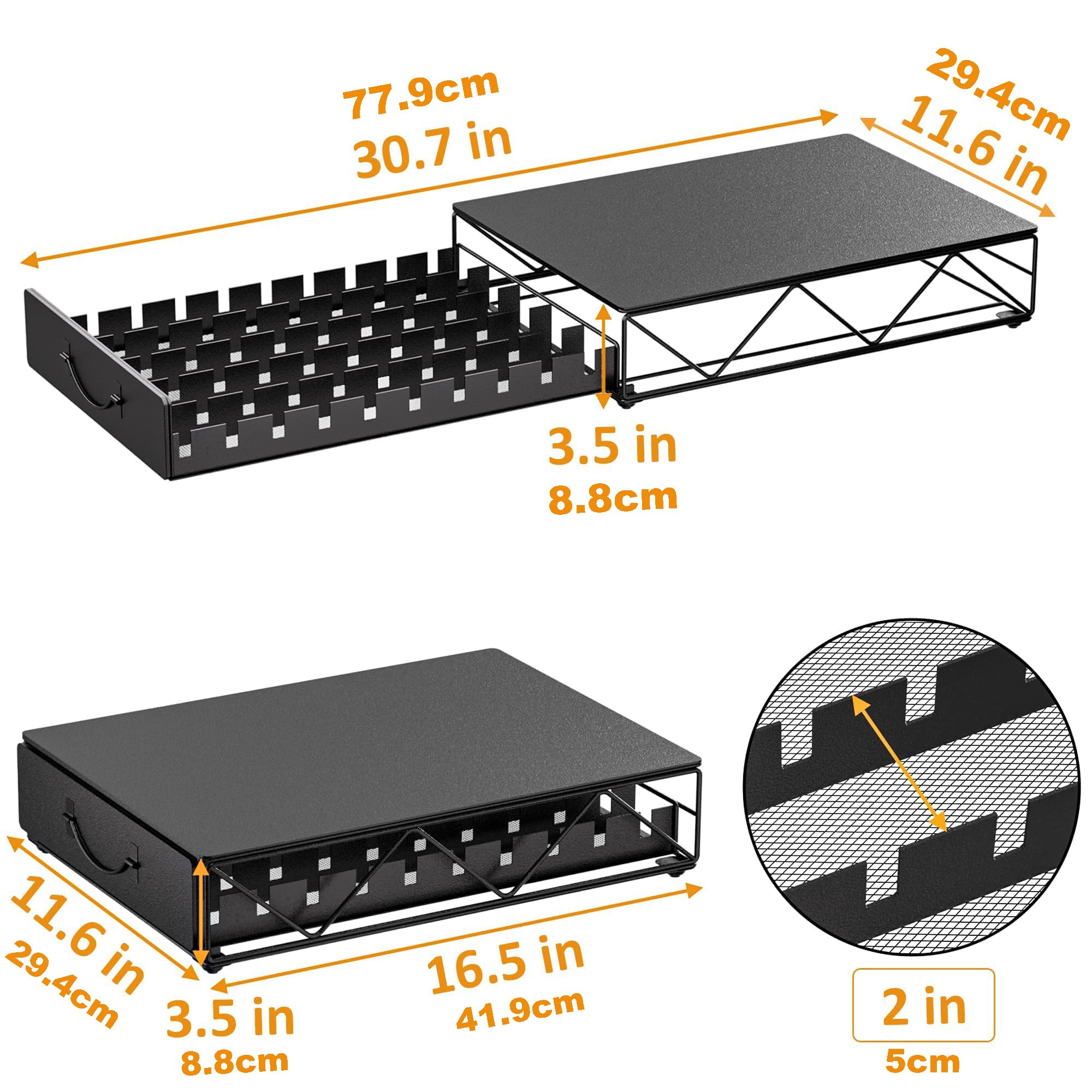 HFHOME Nespresso Vertuoline, porta cialde in metallo per 50 capsule e 50 cialde Dolce Gusto, organizer per cassetto