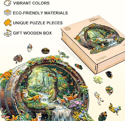 Miniatura 2 de Rompecabezas de madera para adultos, rompecabezas de madera de zorro para adultos, rompecabezas de madera con forma de animal único de 190 piezas