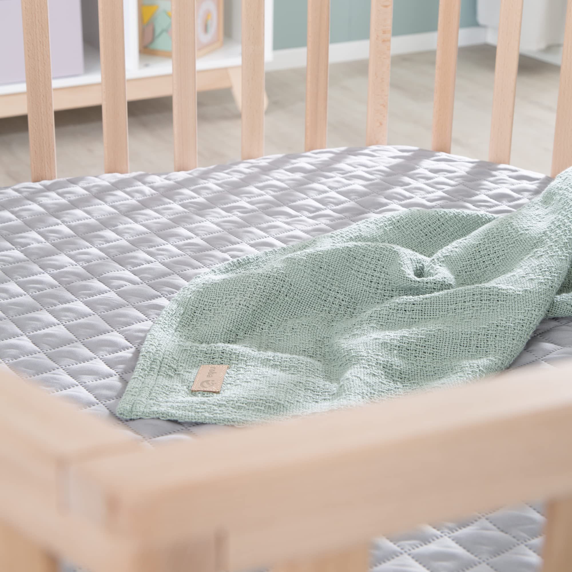 roba Parc Bébé Hexagonal en Bois Massif Bio Cosplay + Tapis de Parc roba Style Gris - Hauteur Ajustable sur 3 Niveaux - Roulettes avec Freins - Finition Naturelle