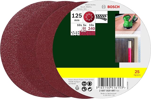 Bosch Arkusz Ścierny, Czerwony, 125 mm