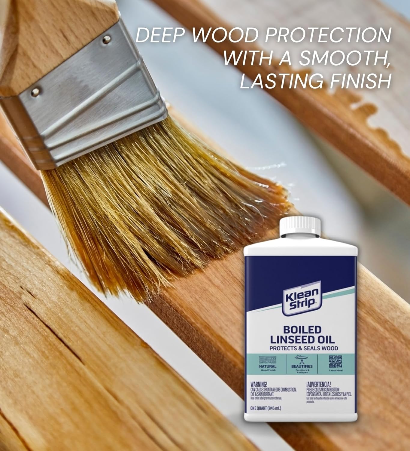 Boiled Linseed Oil 1 qt Bundle with Microfiber Cloth - Linseed Oil for Painting, Wood Finish & Protection - Enhances Gloss, Prevents Warping & Scratches - (3 Items)