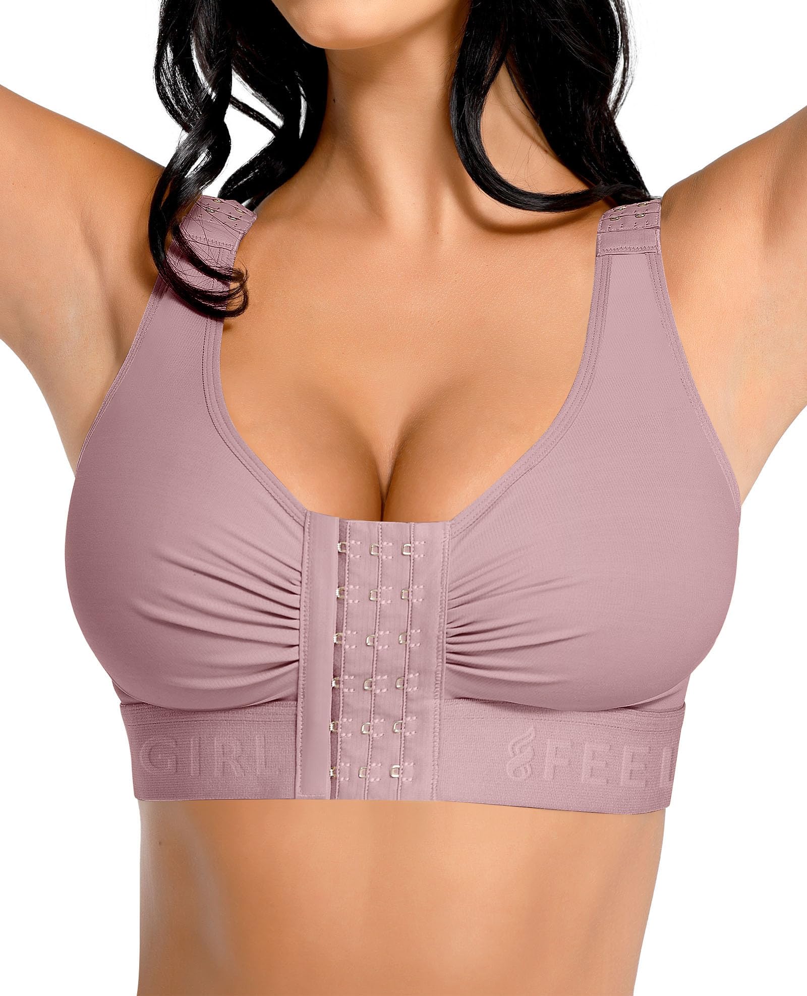 FeelinGirl Post Surgery Compression Bra for Women's Front Closure Bra