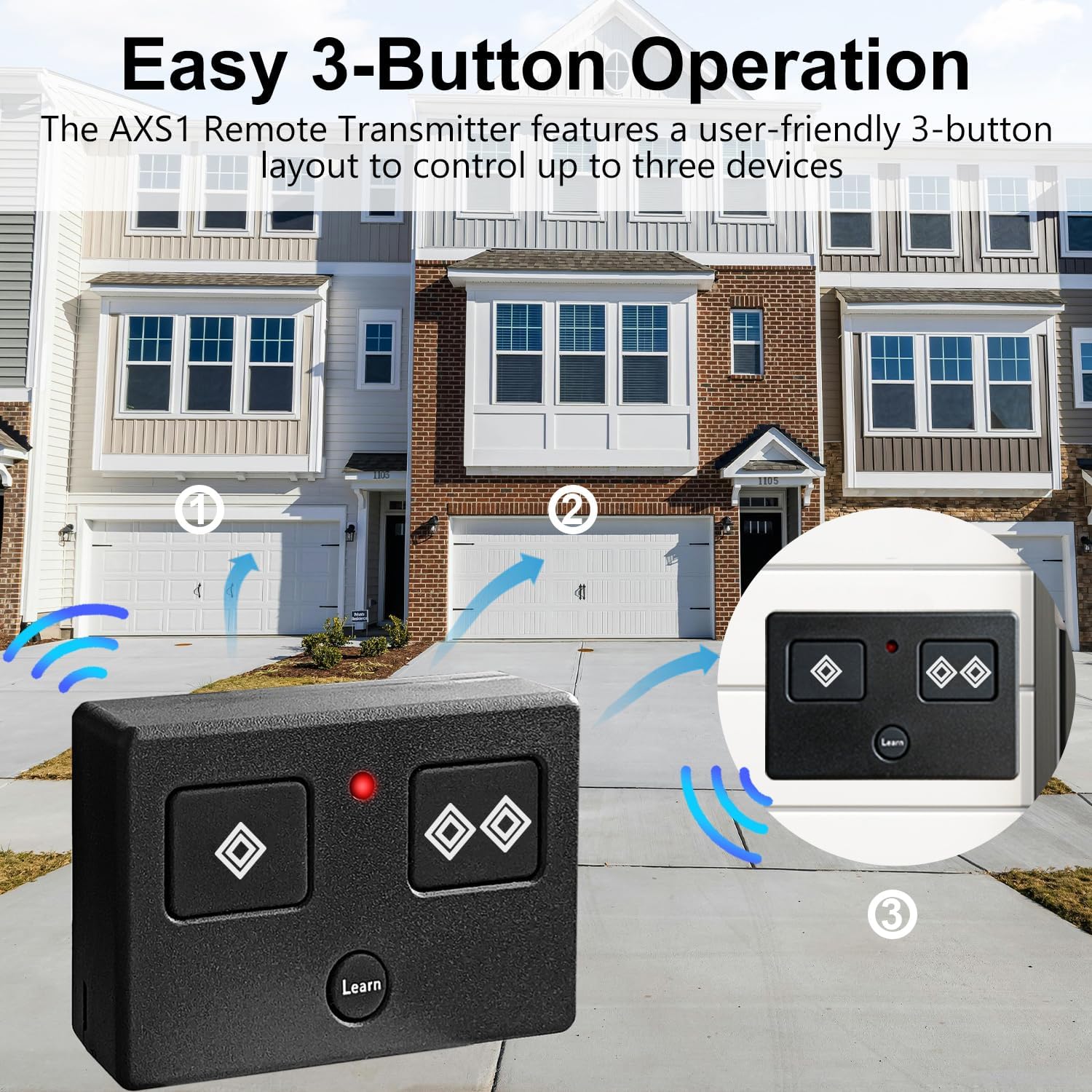 for Ghost Controls 3-Button Remote Transmitter Replacement for Automatic Gate Openers Systems, Model AXS1/AXP1 2 Pack