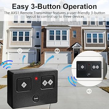 for Ghost Controls 3-Button Remote Transmitter Replacement for Automatic Gate Openers Systems, Model AXS1/AXP1 2 Pack