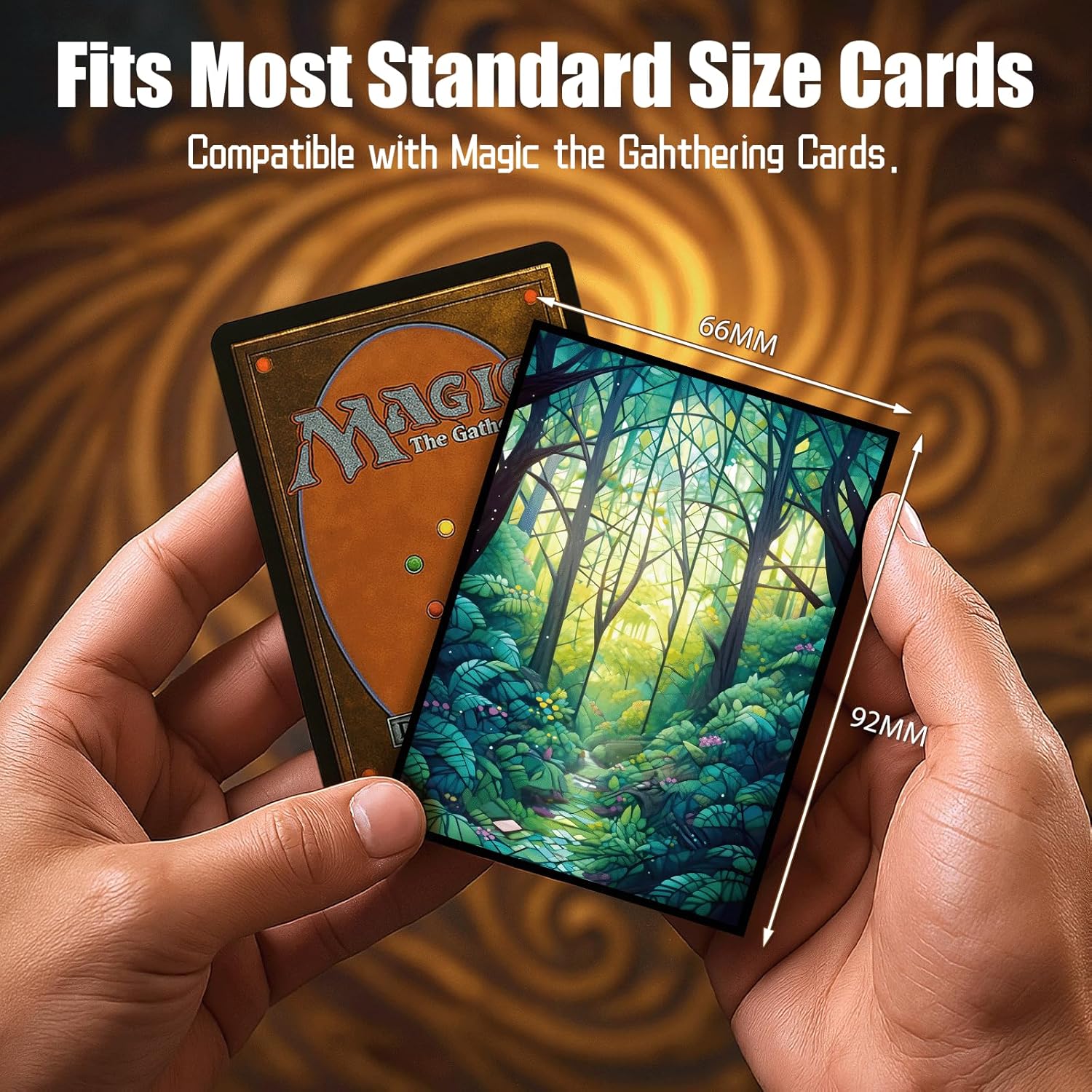 MTG Card Sleeves - Forest- Ultra Clear Front & Matte Finish Back, 100 Count Standard Size Matte Art Sleeve for Magic The Gathering