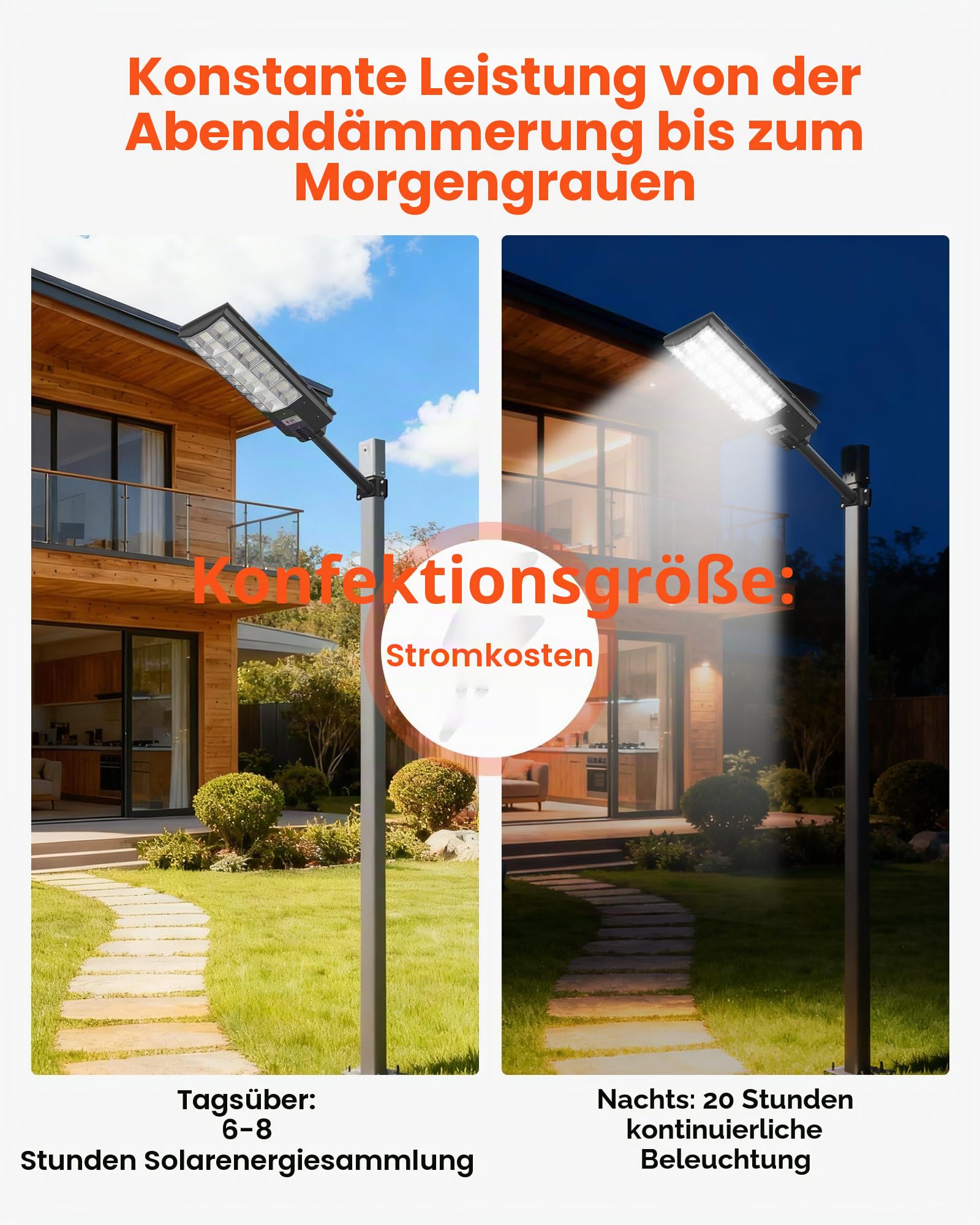 VEVOR Solar Straßenlaterne 450000LM, Straßenlampe 8000 W, Solarleuchte mit Dämmerungssensor, LED-Flutlicht mit Bewegungsmelder, IP65 wasserdichte Außenbeleuchtung, für Einfahrt & Hof, 1 Stück