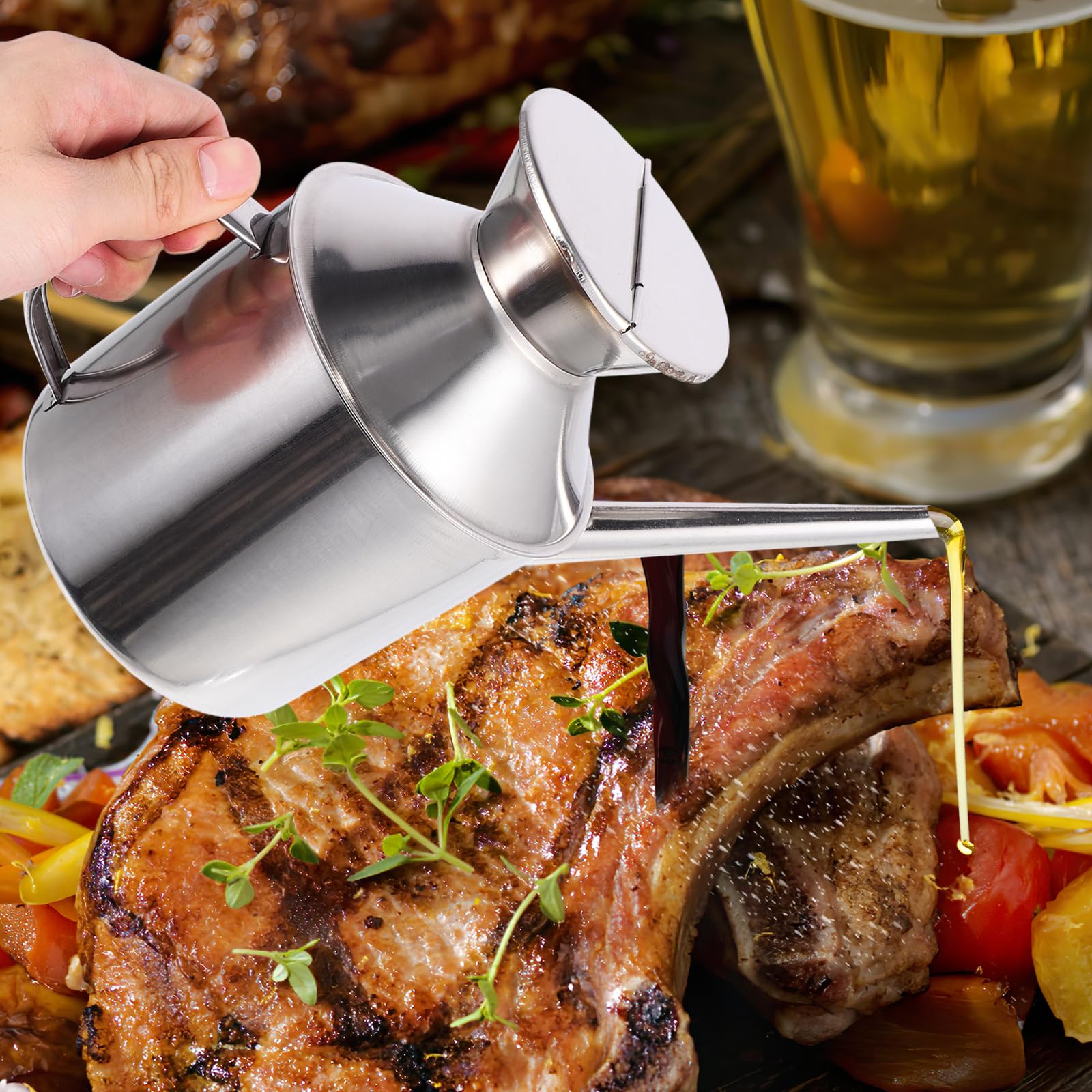 Unomor Stainless Steel Oil Bottle Sauce Vinegar Dispenser Bottle Oil Container For Home 800ml