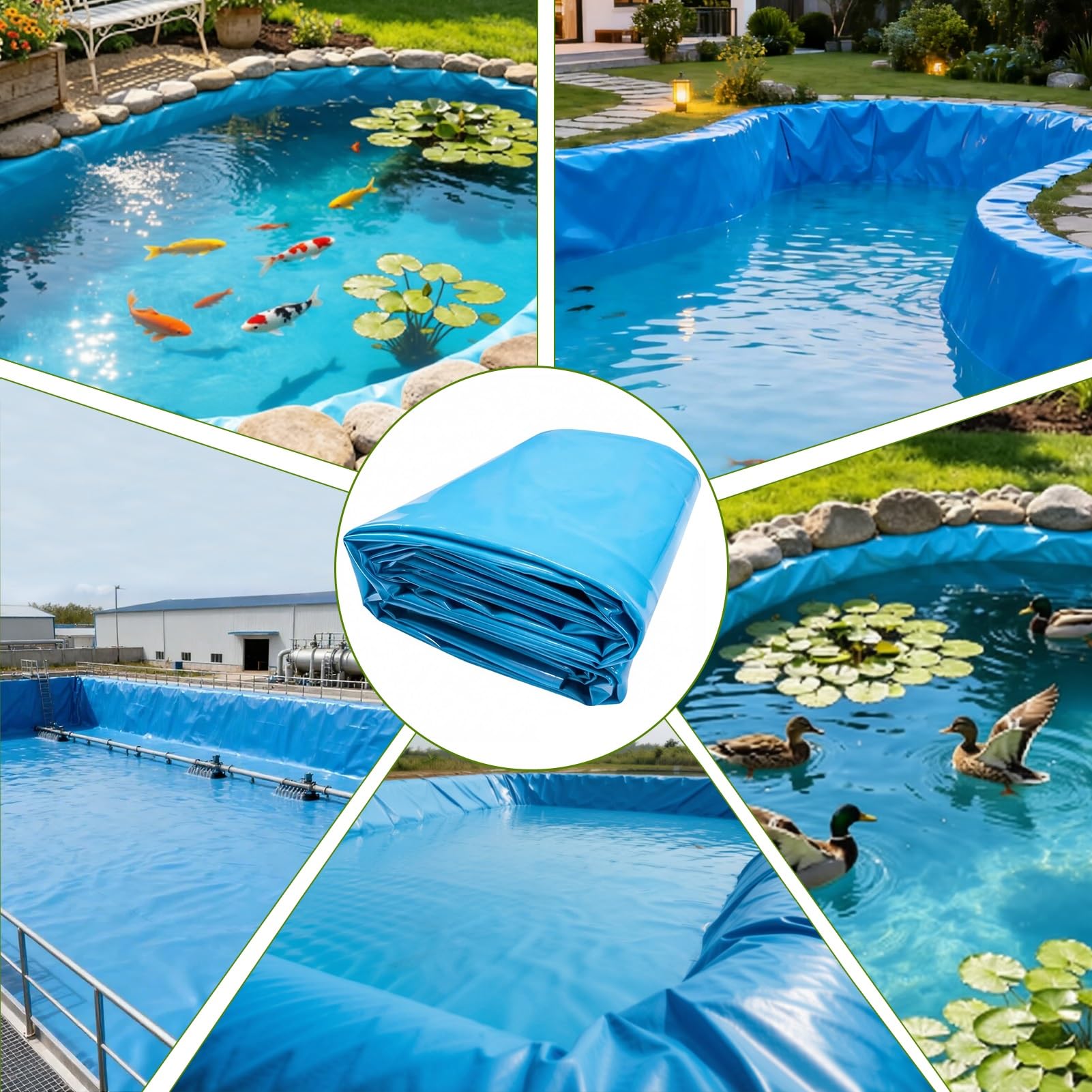 Rivestimento per laghetto in HDPE Blu Easy-Cut, Spessore 6 Mil - Membrana Impermeabile Flessibile per Giardini Acquatici Fai da Te, laghetti per Koi e basi per cascate | 4x12m